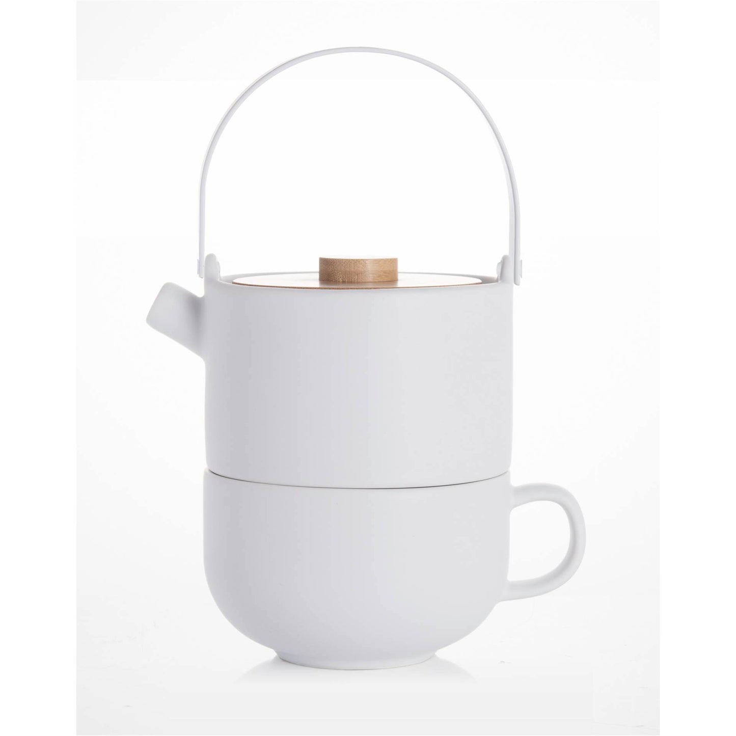 Bredemeijer Tea-for-one Umea white with Bamboo lid 142007