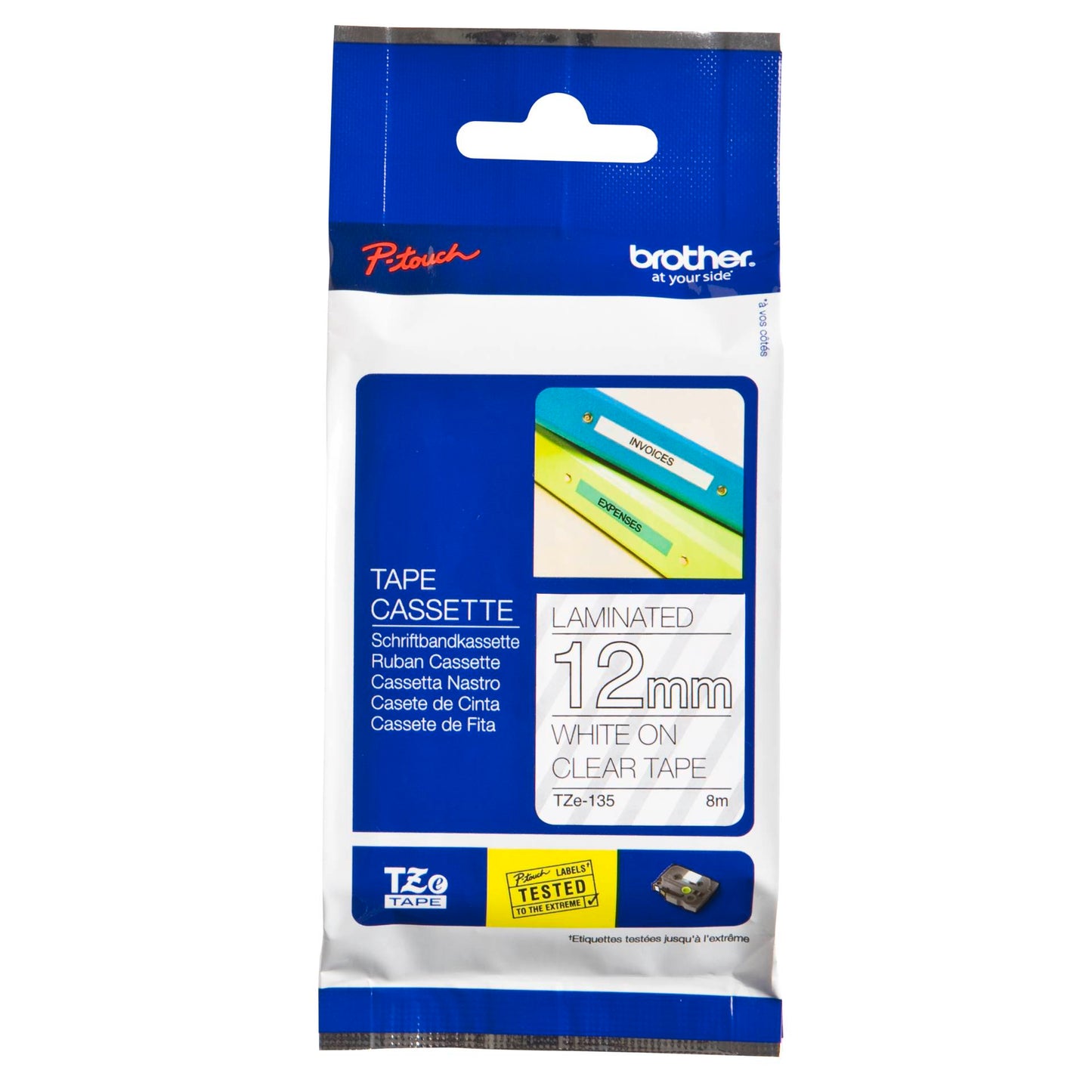 Brother labelling tape TZE-135 clear/white 12 mm