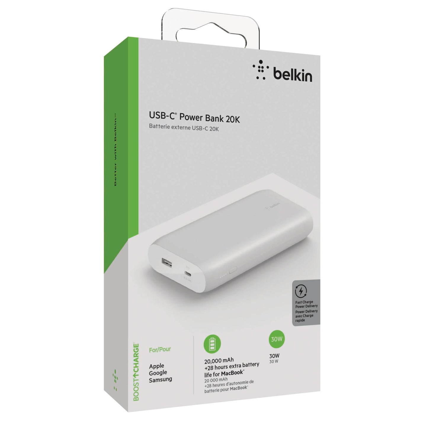 Belkin Power Bank 30W 20.000mAh Power Delivery, white BPB002btWT