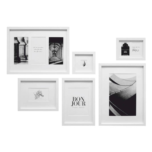 Deknudt S46YK1 WALL picture wall with 6 white wooden Frames
