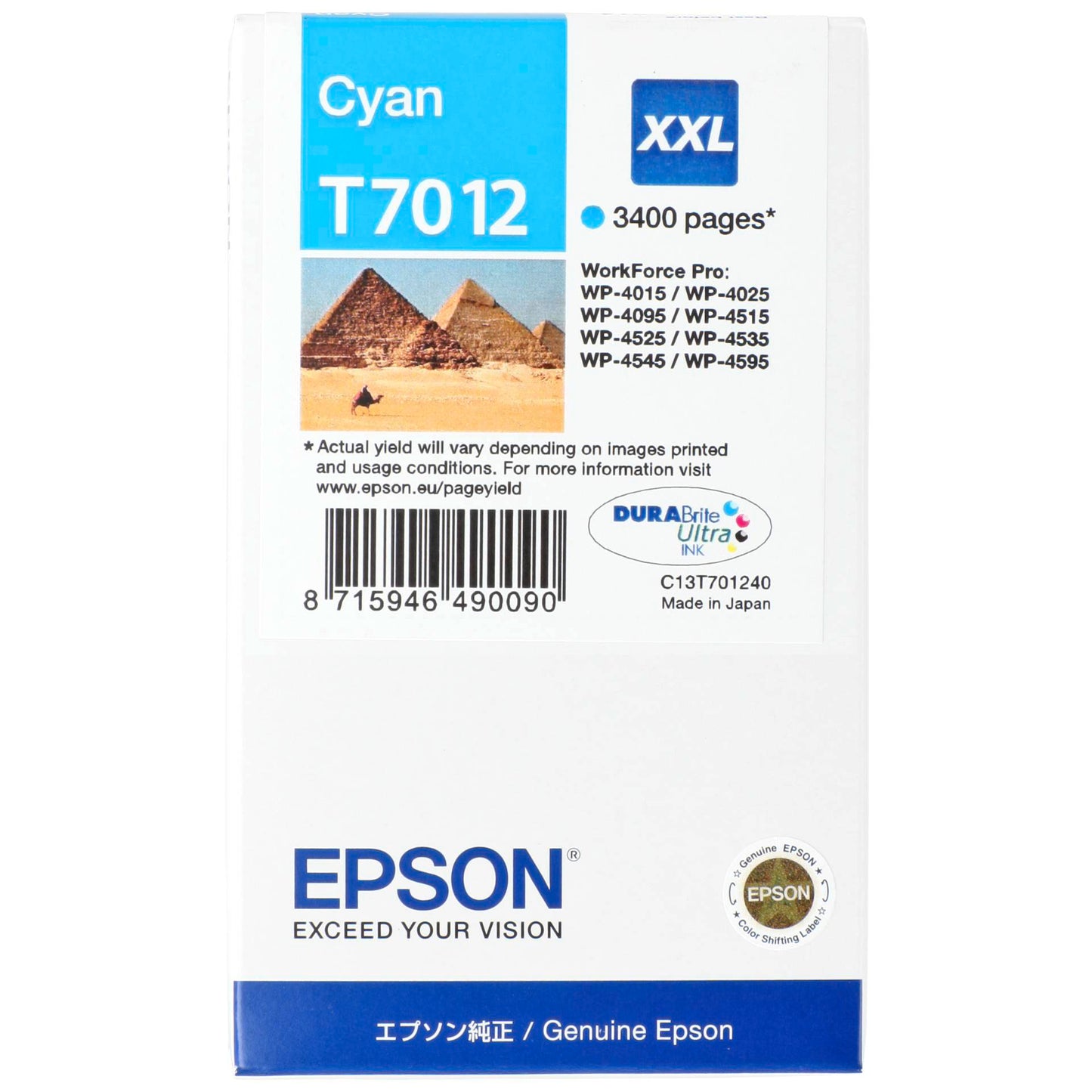 Epson ink cartridge XXL cyan T 701 WorkForce Pro T 7012