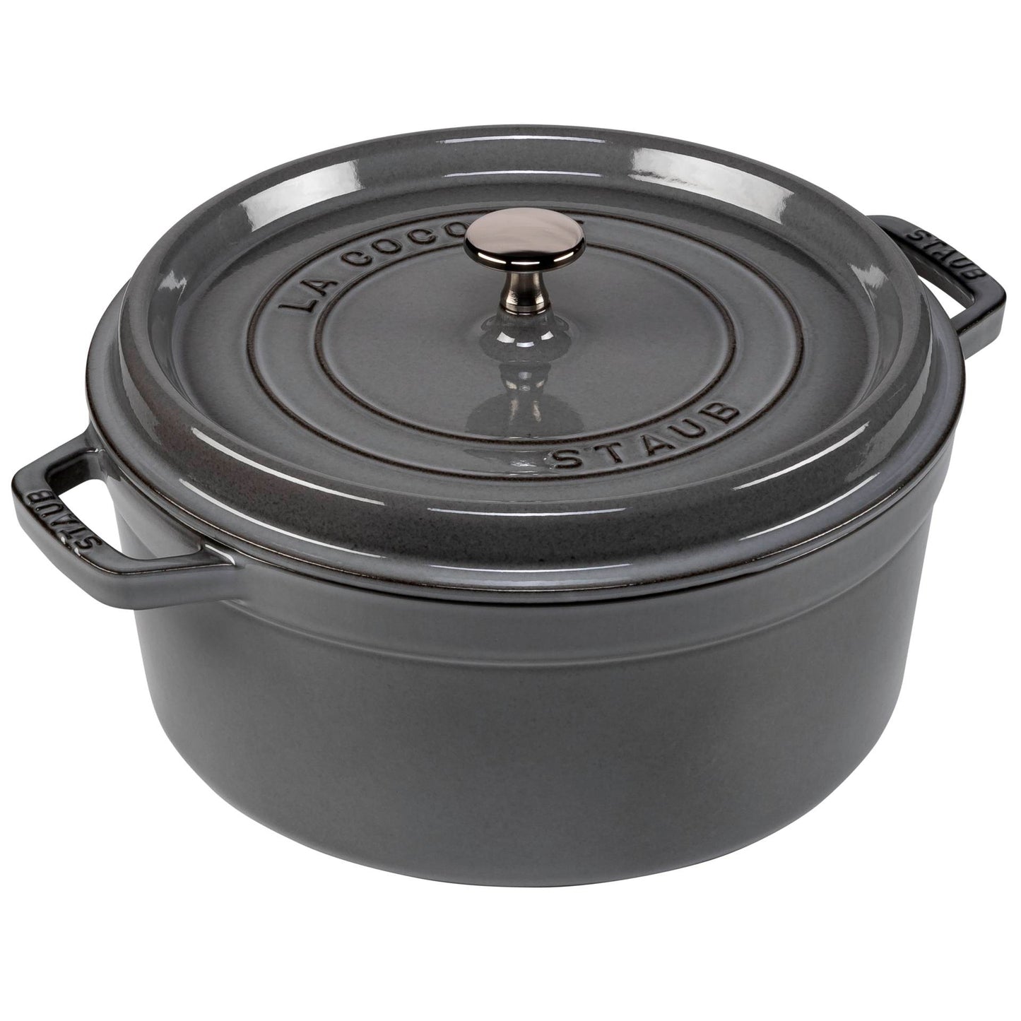 Staub Round Cocotte, 26cm cast iron, graphite grey