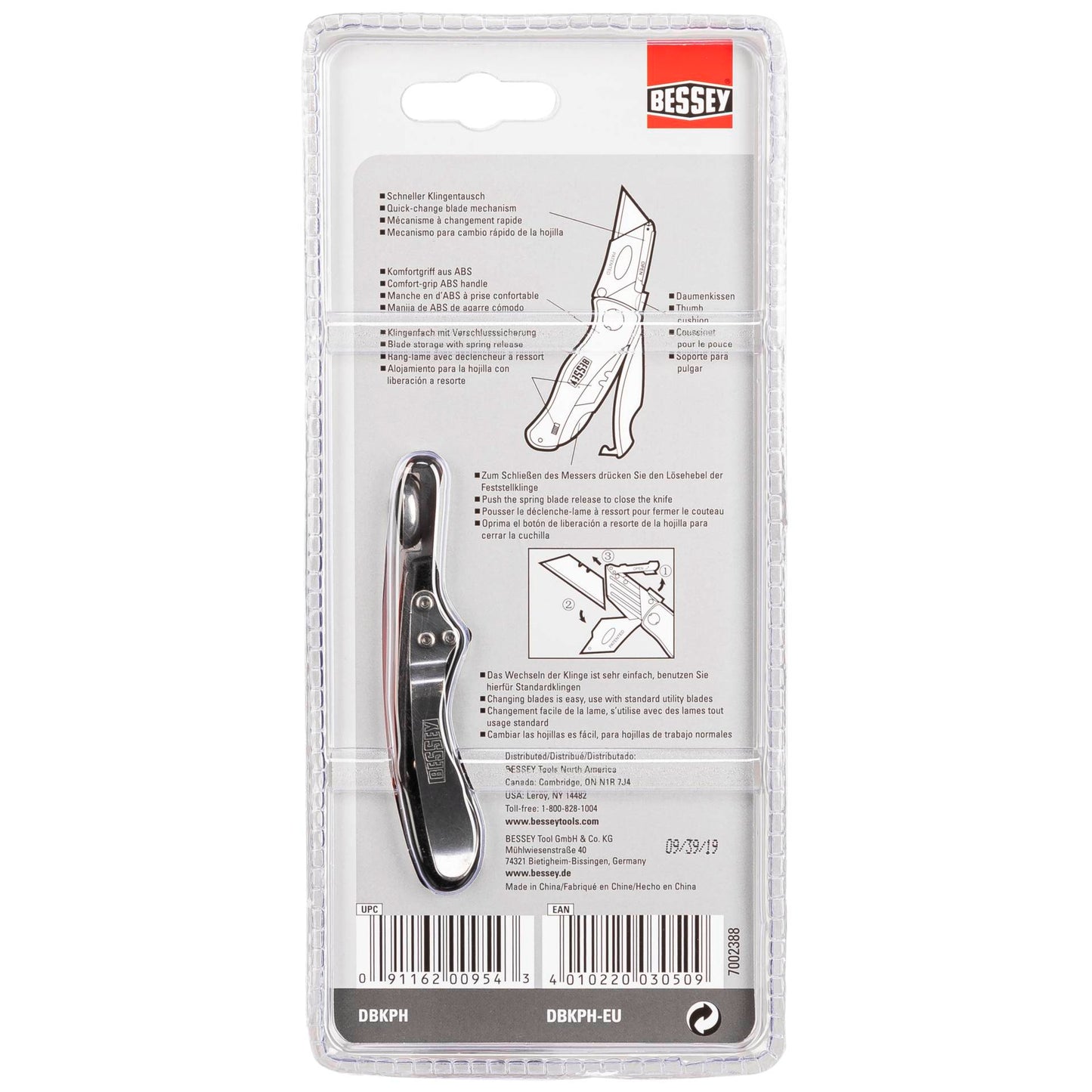 BESSEY folding utility knife w. ABS handle DBKPH-EU
