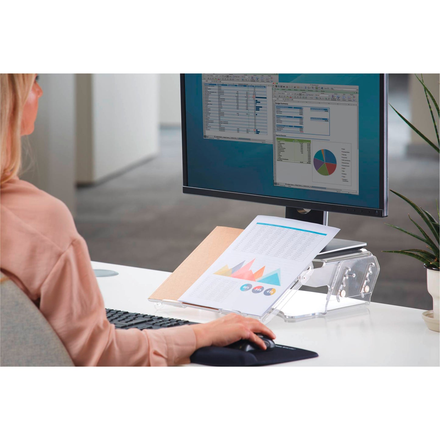 Fellowes Clarity adjustible Monitor lift w. Doc holder