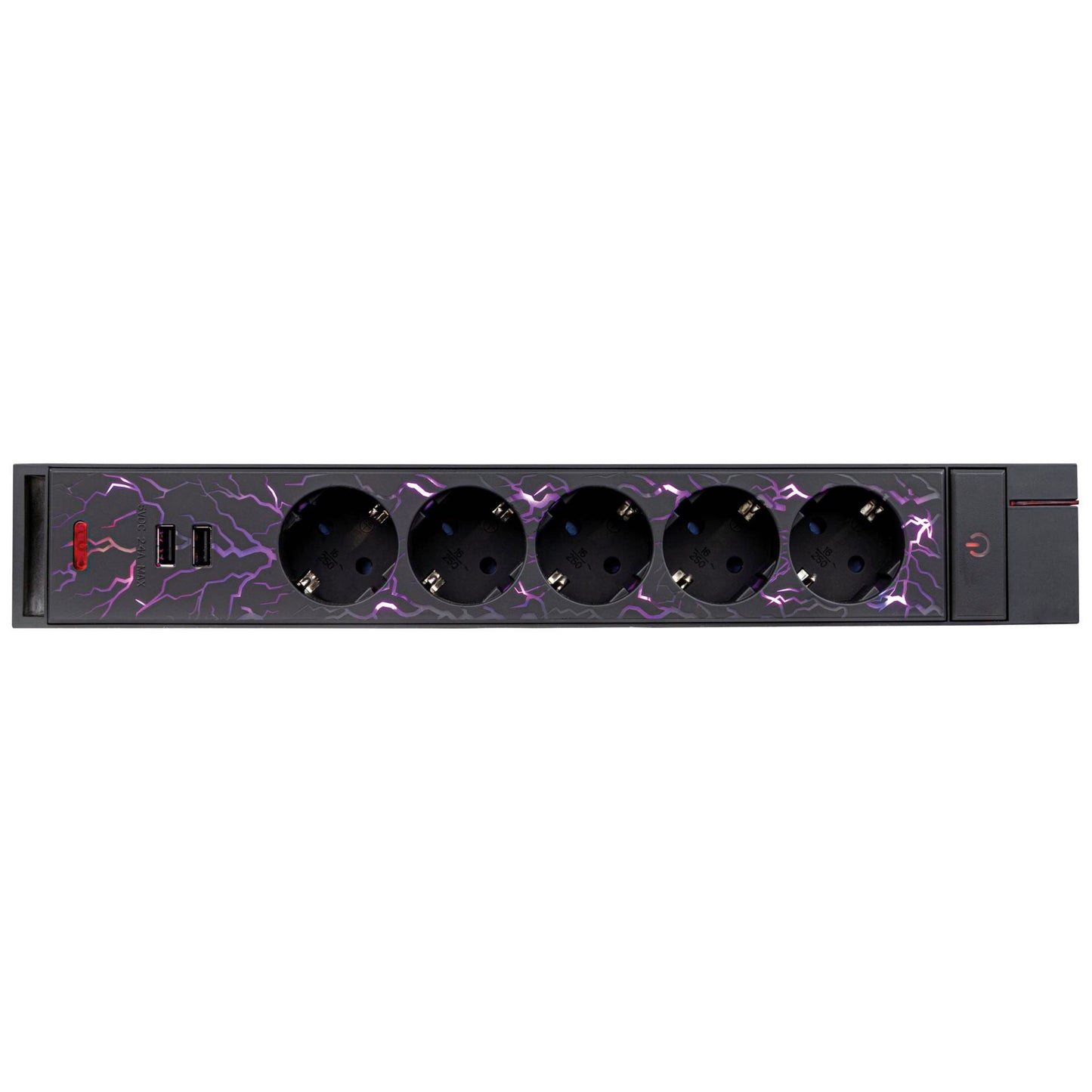 REV GAMER Multiple Socket 1,4m 5-fold 2xUSB incl. Color Setting
