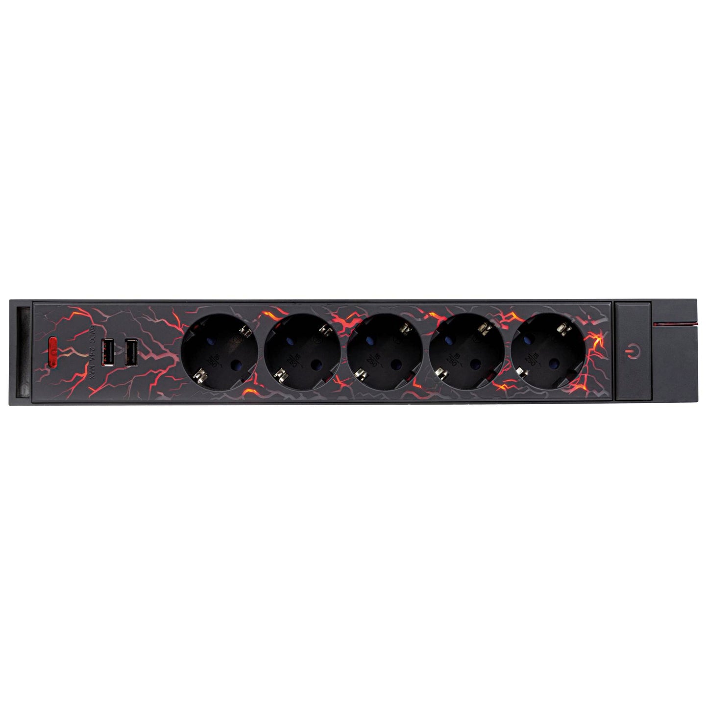 REV GAMER Multiple Socket 1,4m 5-fold 2xUSB incl. Color Setting
