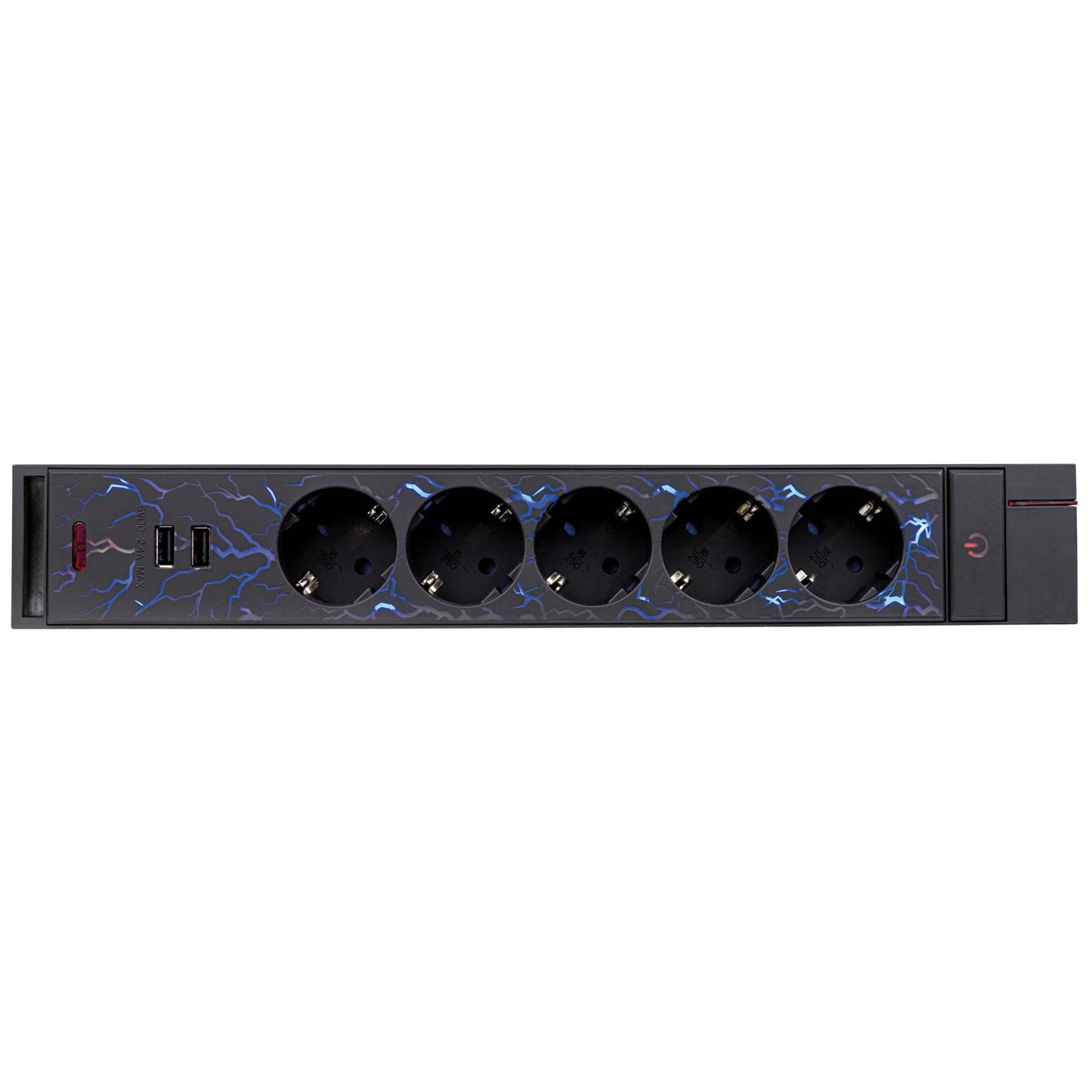 REV GAMER Multiple Socket 1,4m 5-fold 2xUSB incl. Color Setting