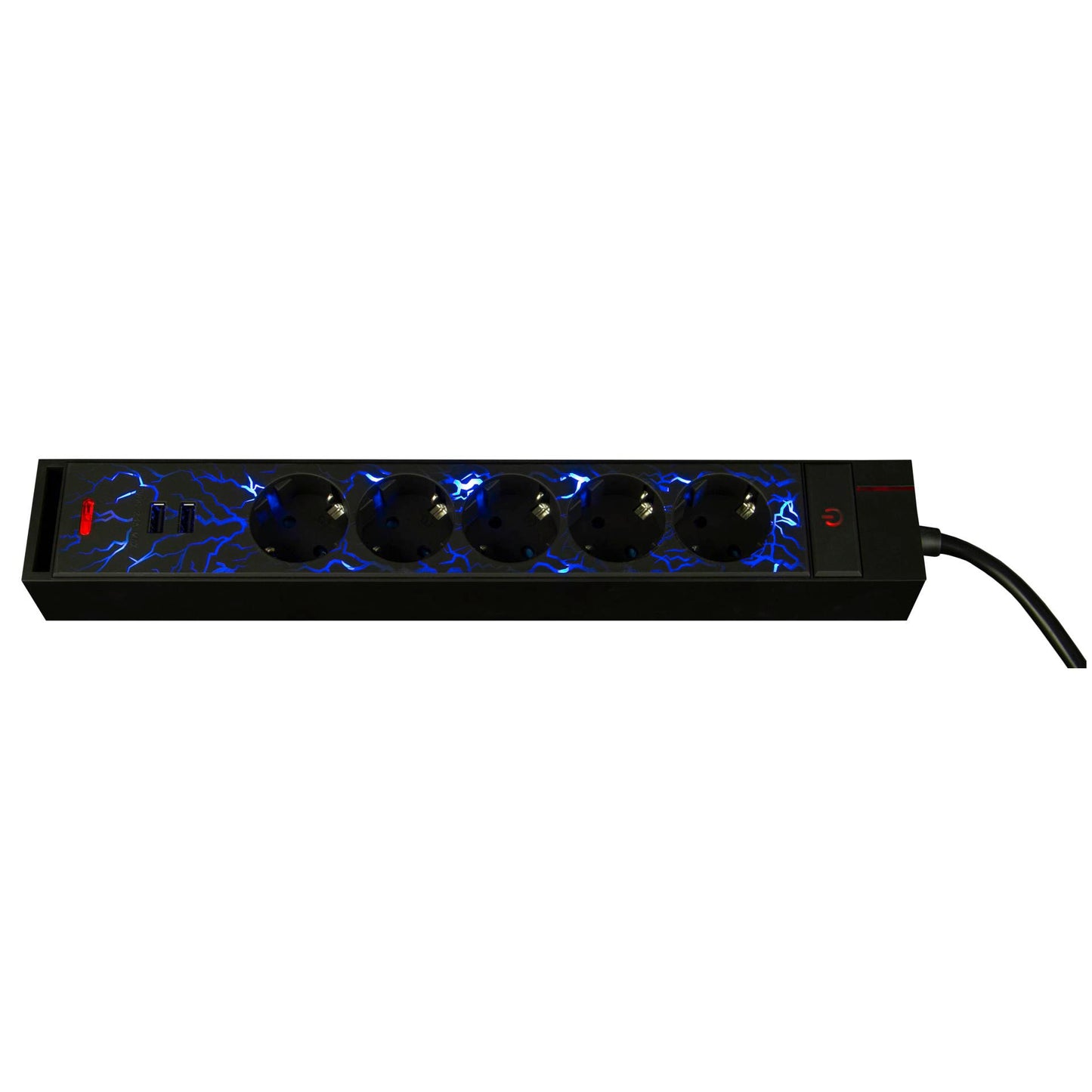 REV GAMER Multiple Socket 1,4m 5-fold 2xUSB incl. Color Setting