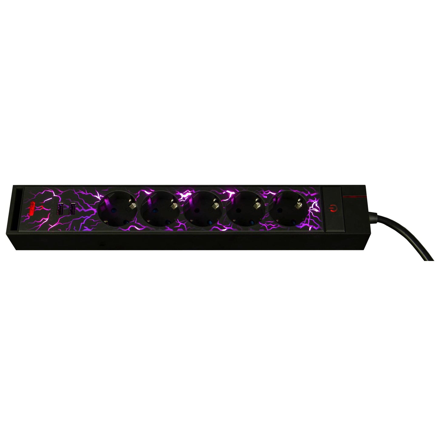 REV GAMER Multiple Socket 1,4m 5-fold 2xUSB incl. Color Setting