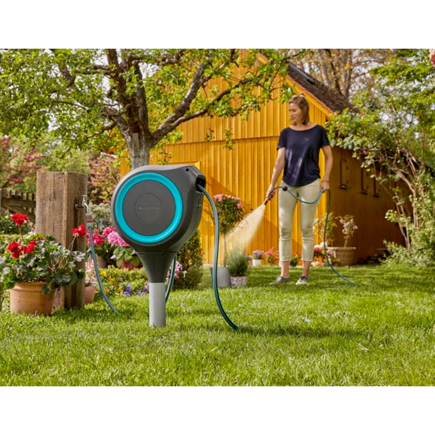 Gardena Garden Hose Box RollUp S (turquoise) 15 m