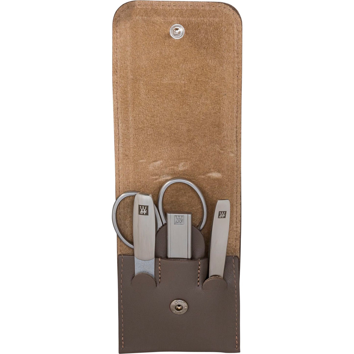 Zwilling PREMIUM snap fastener leather case, taupe, 4 pcs.