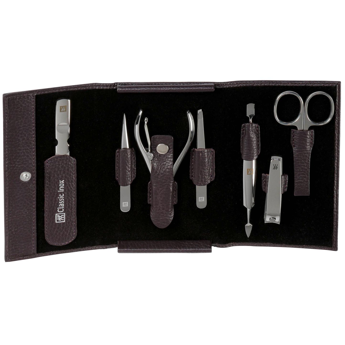 Zwilling CLASSIC snap fastener leather case, purple, 7 pcs.
