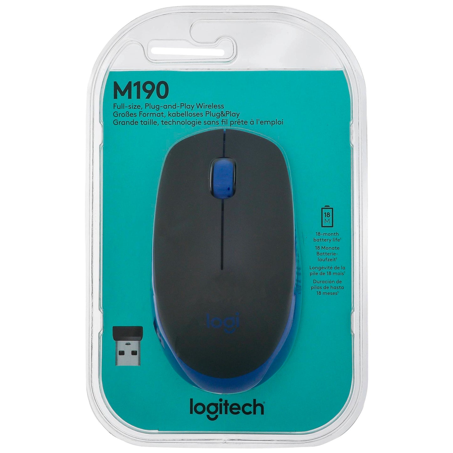 Logitech M190 blue cordless Mouse