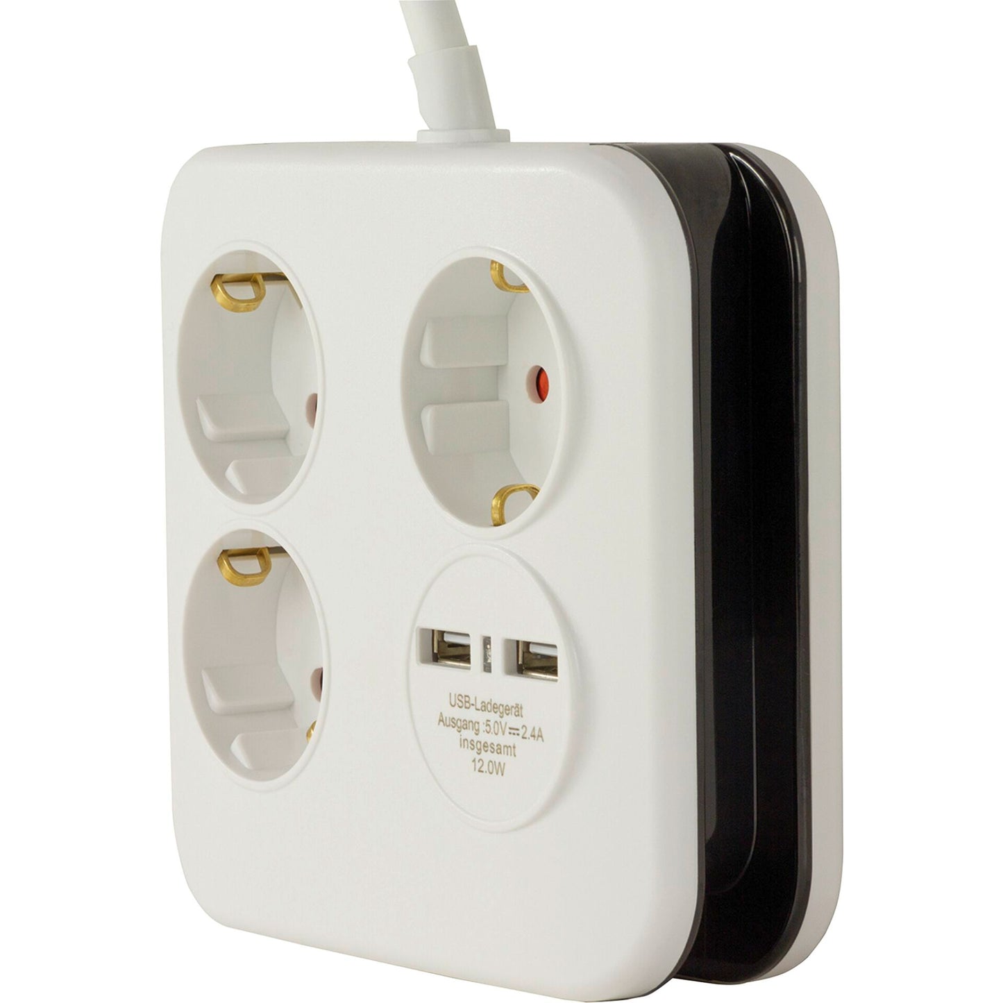 REV PowerQuad 3-fold 2x USB white Multiple Socket Outlet