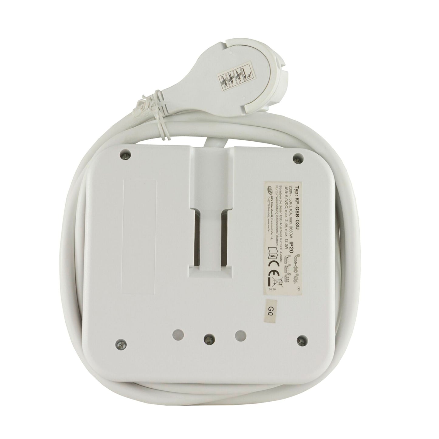 REV PowerQuad 3-fold 2x USB white Multiple Socket Outlet