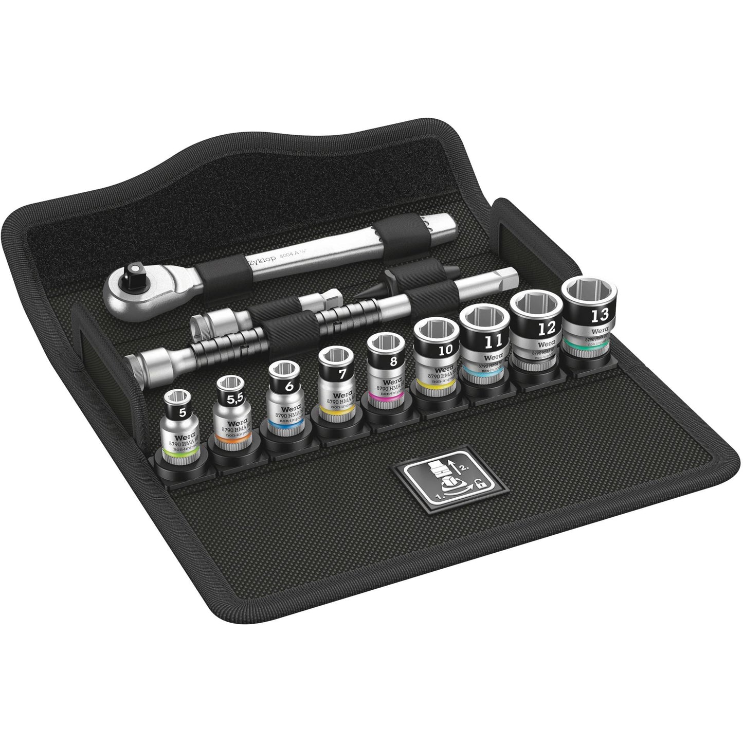 Wera 8100 SA 12HF Zyklop Ratchet Set Switch Lever 1/4 , metric