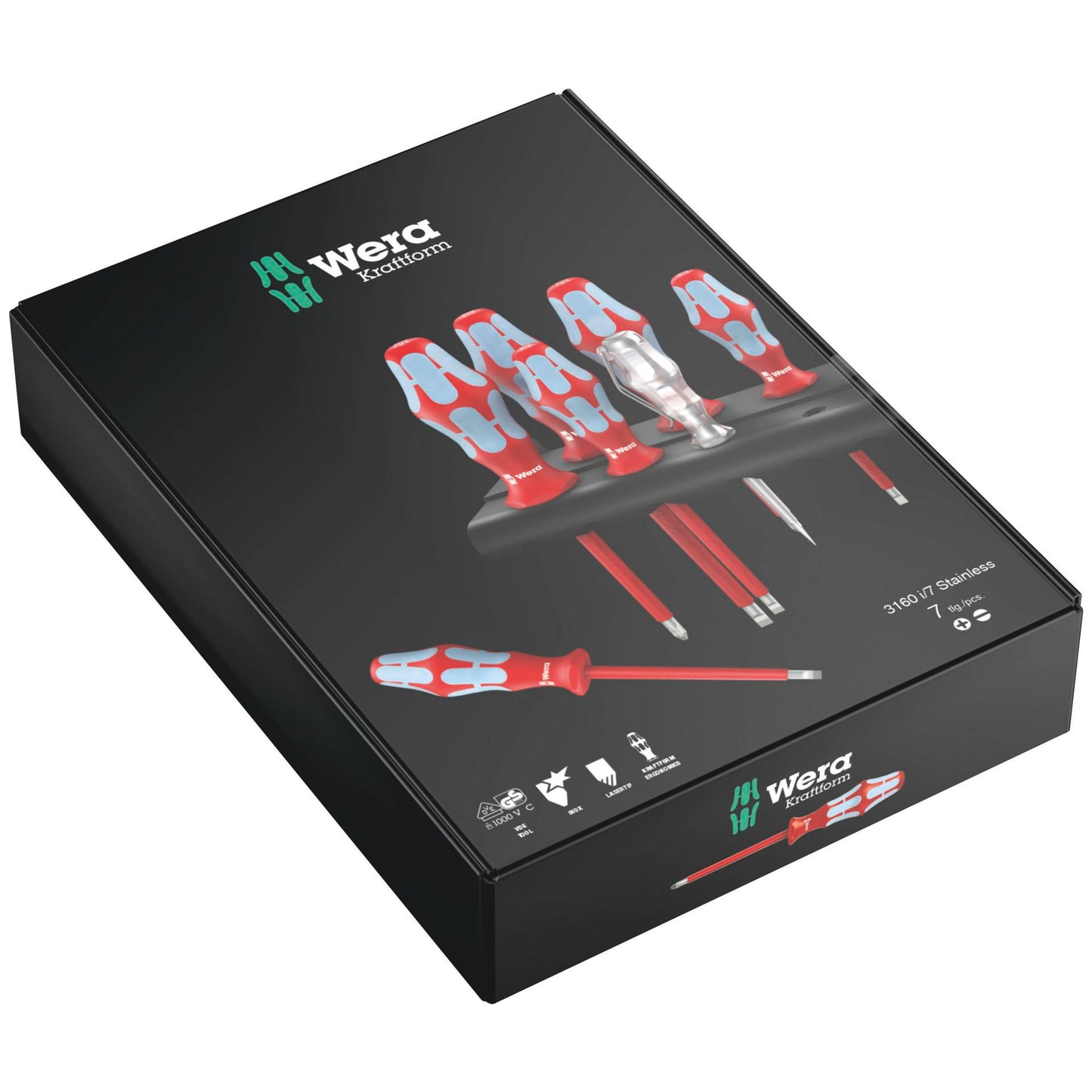 Wera 3160 i/7 Screwdriver Set Stainless Steel + Rack