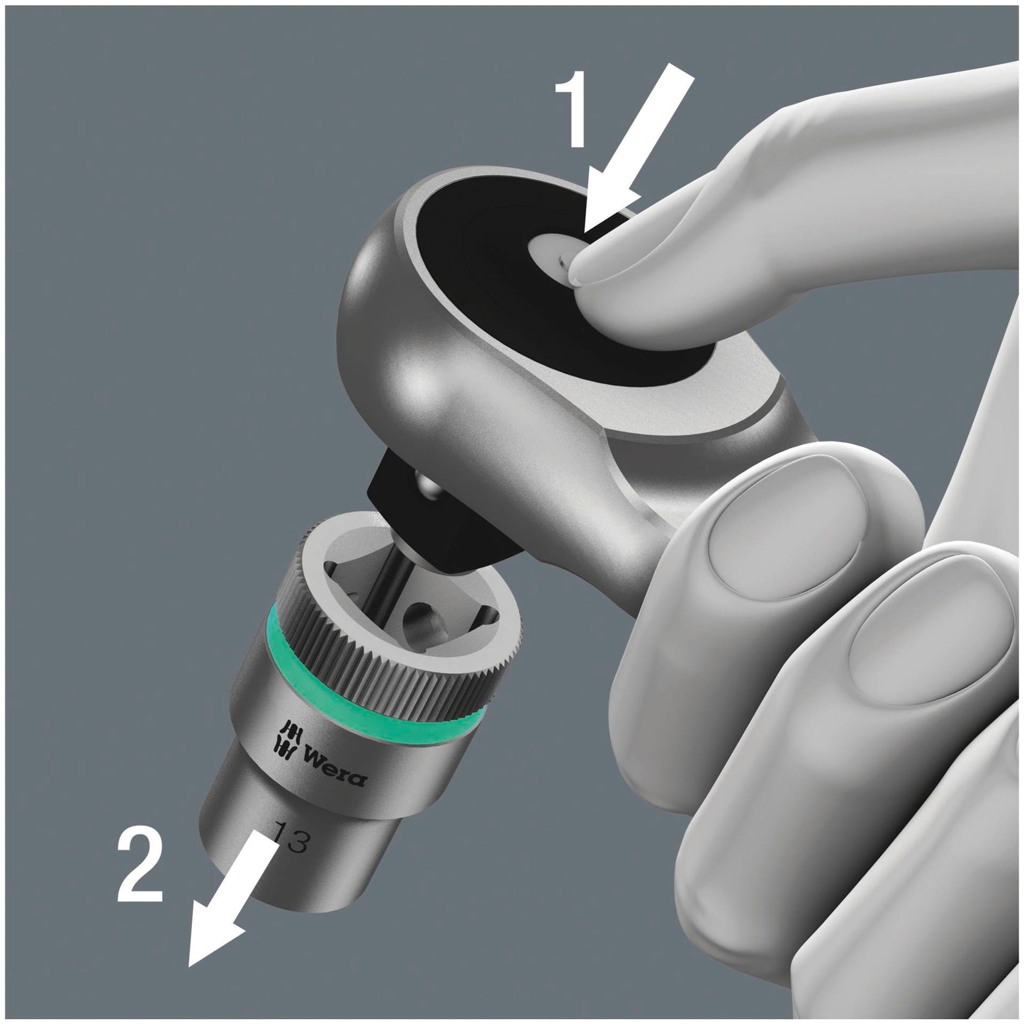 Wera 8100 SA 10 Zyklop Metal Ratchet Push Through 1/4 imperi