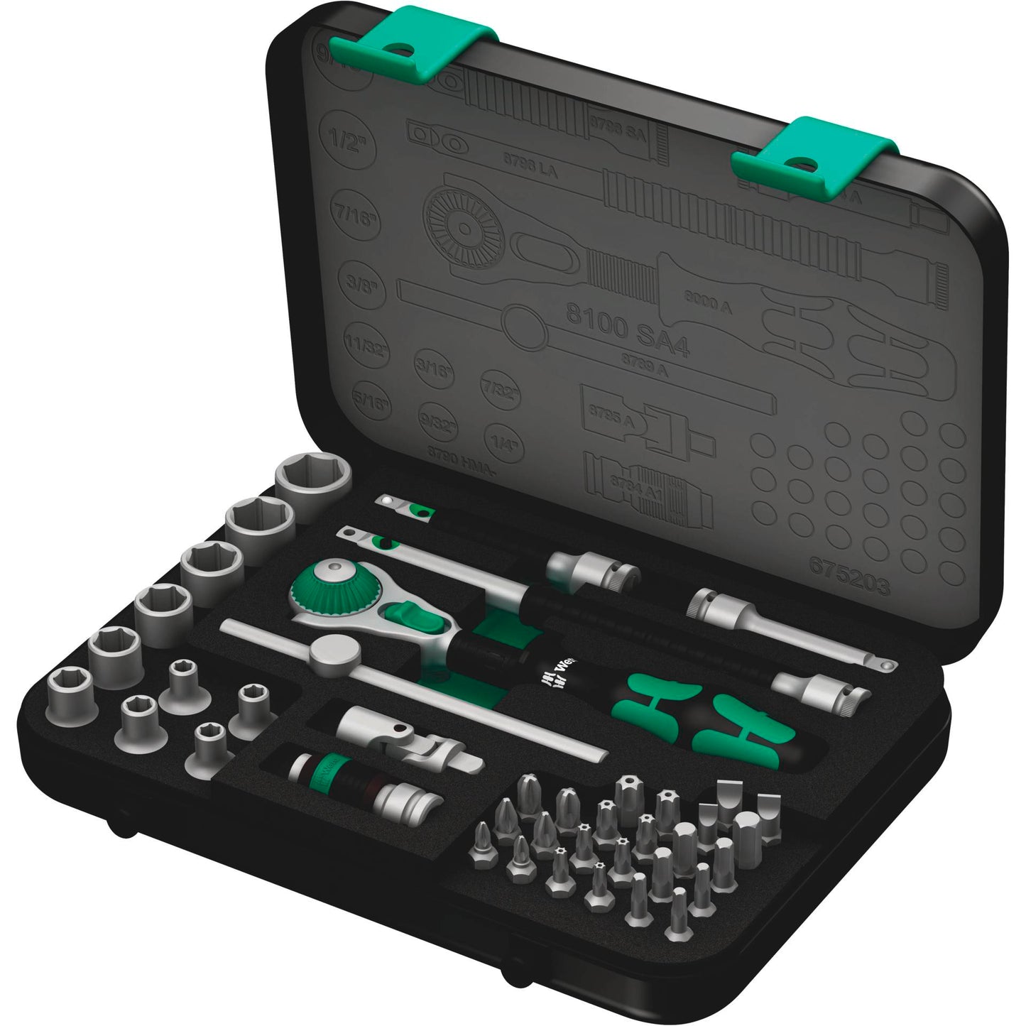 Wera 8100 SA 4 Zyklop Speed Ratchet Set, 1/4 Drive imperial