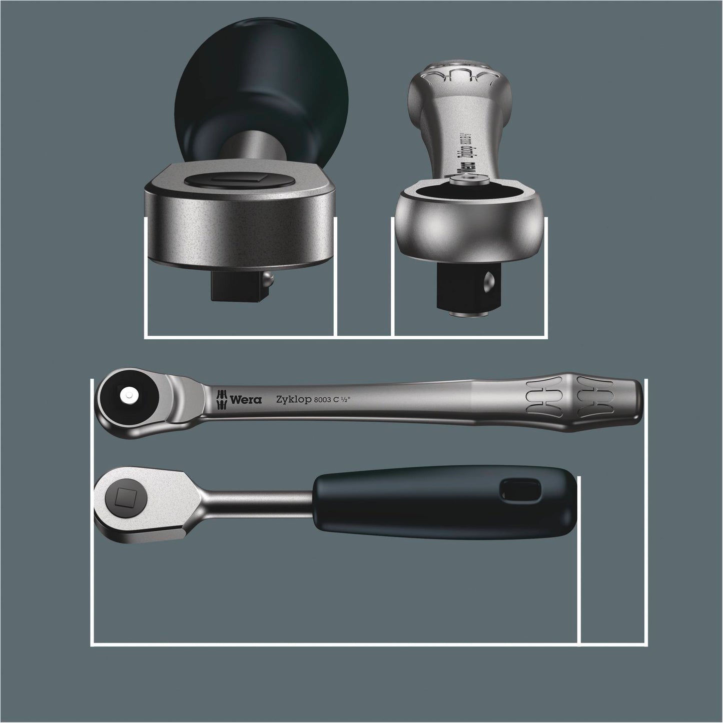 Wera 8100 SC 10 Zyklop Ratchet Push Through Sq. 1/2 imperial