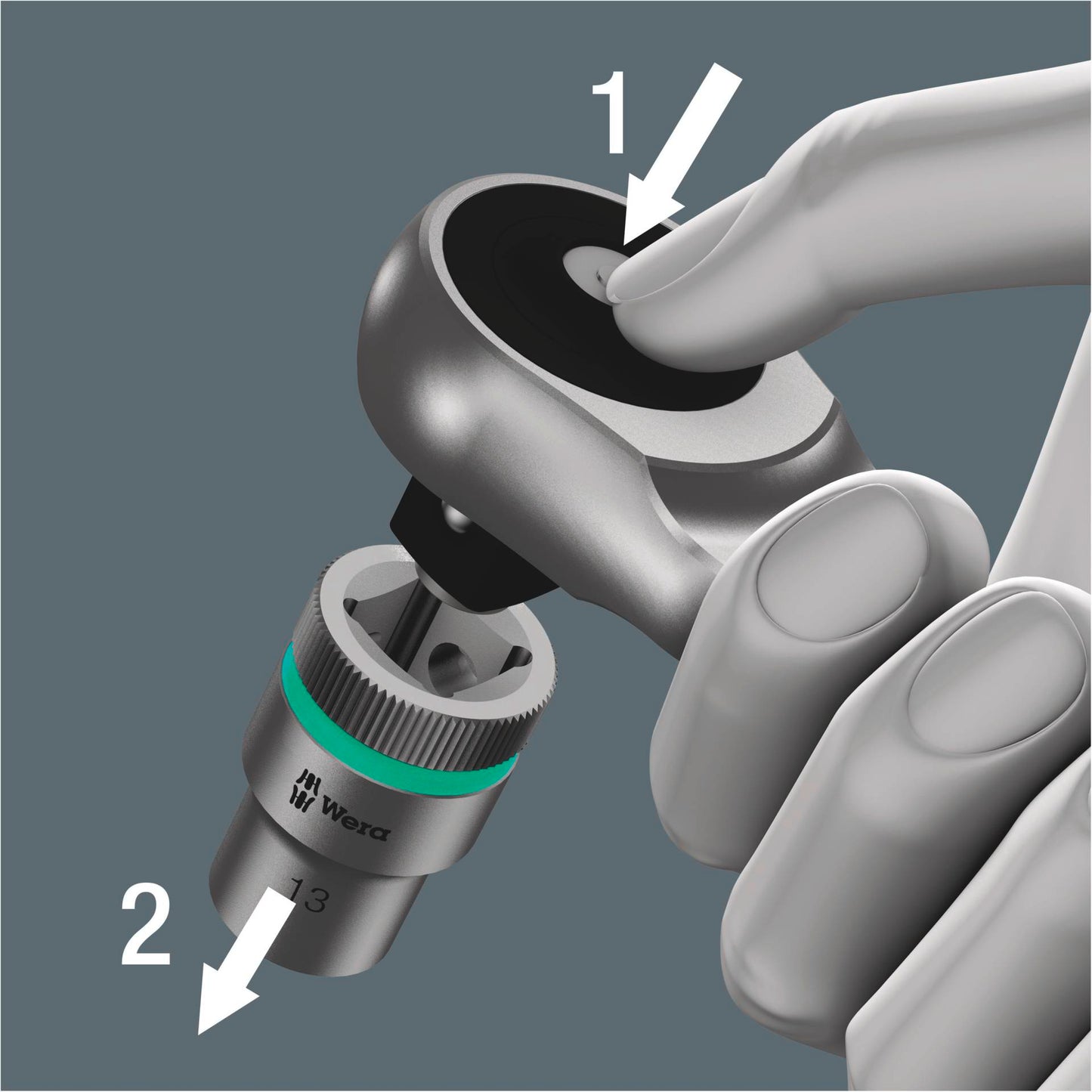 Wera 8100 SC 10 Zyklop Ratchet Push Through Sq. 1/2 imperial
