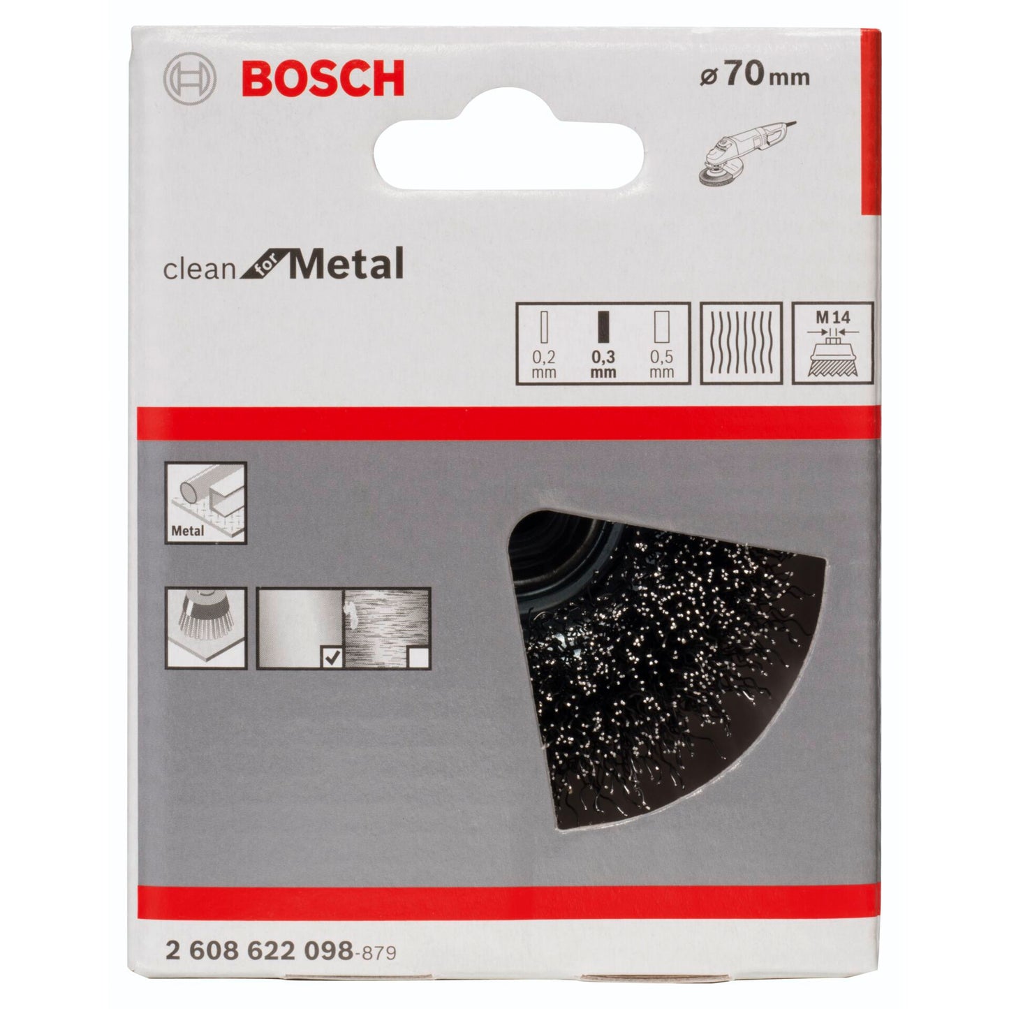 Bosch 1 Clean for Metal M14 70mm 0.3mm steel crimped wire
