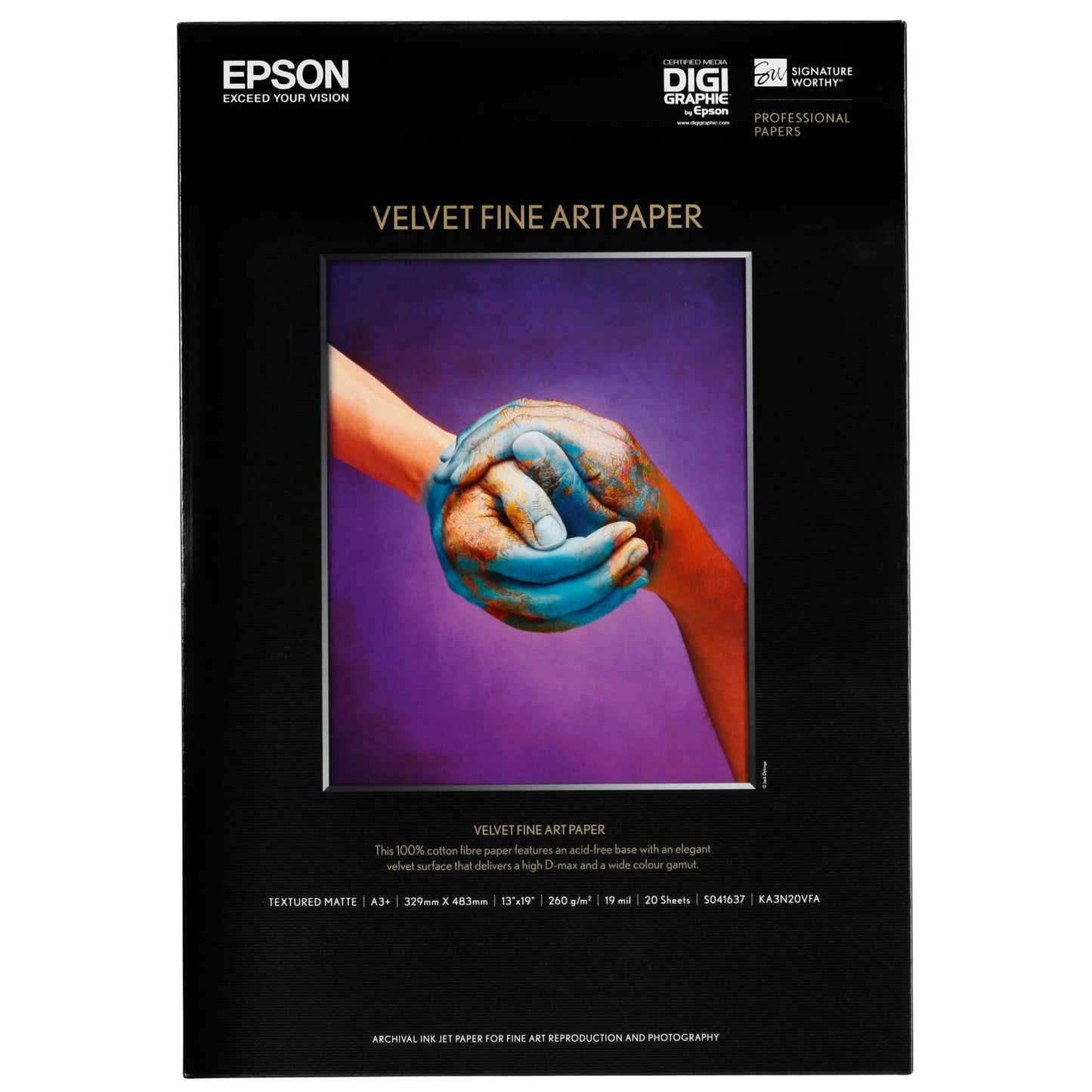 Epson Velvet Fine Art Paper A 3+ 20 Sheet, 260 g S 041637