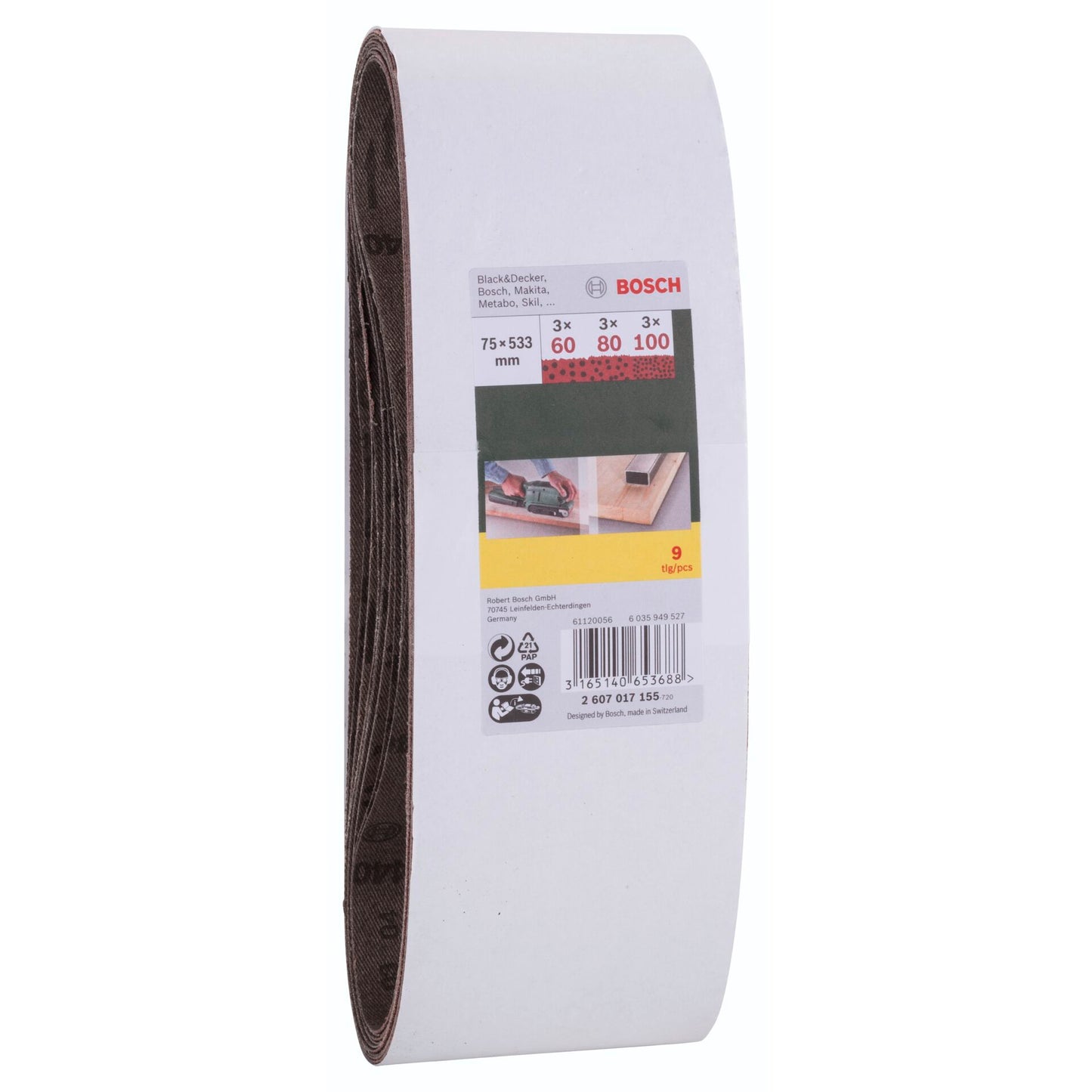 Bosch Prom 9-pcs Sanding Band Promo Pack 75X533mm