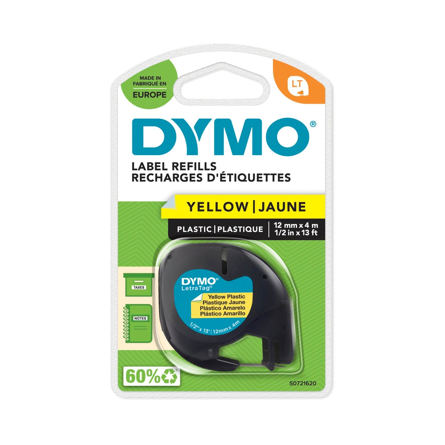 Dymo Letratag Band Plastik yellow 12 mm x 4 m