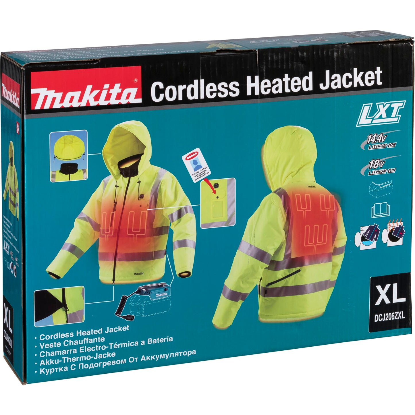 Makita DCJ206Z Gr. XL yellow Akku Thermo Jacket