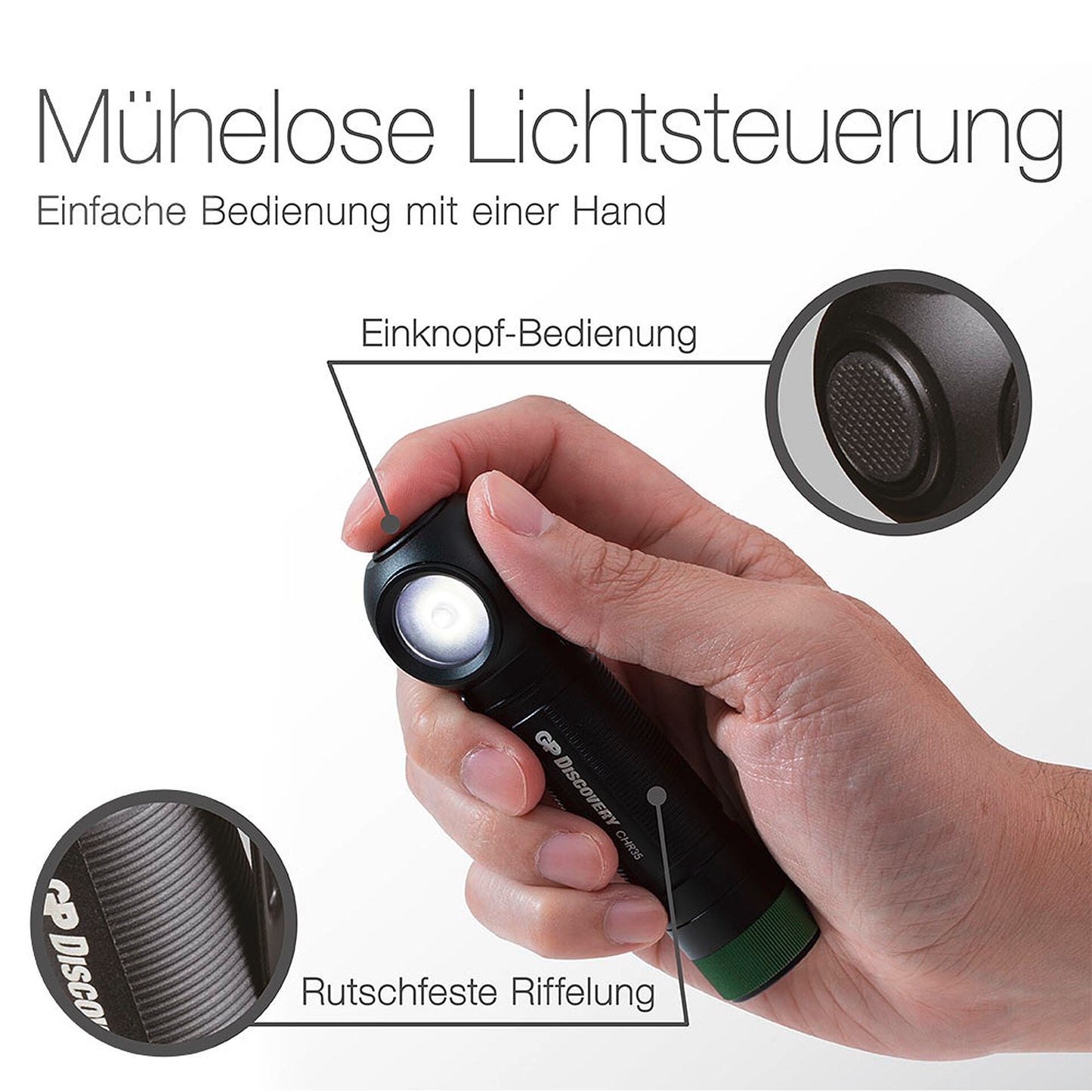 GP Multifunctional Head Lamp 600 Lumen+18650 260GPACTCH35000