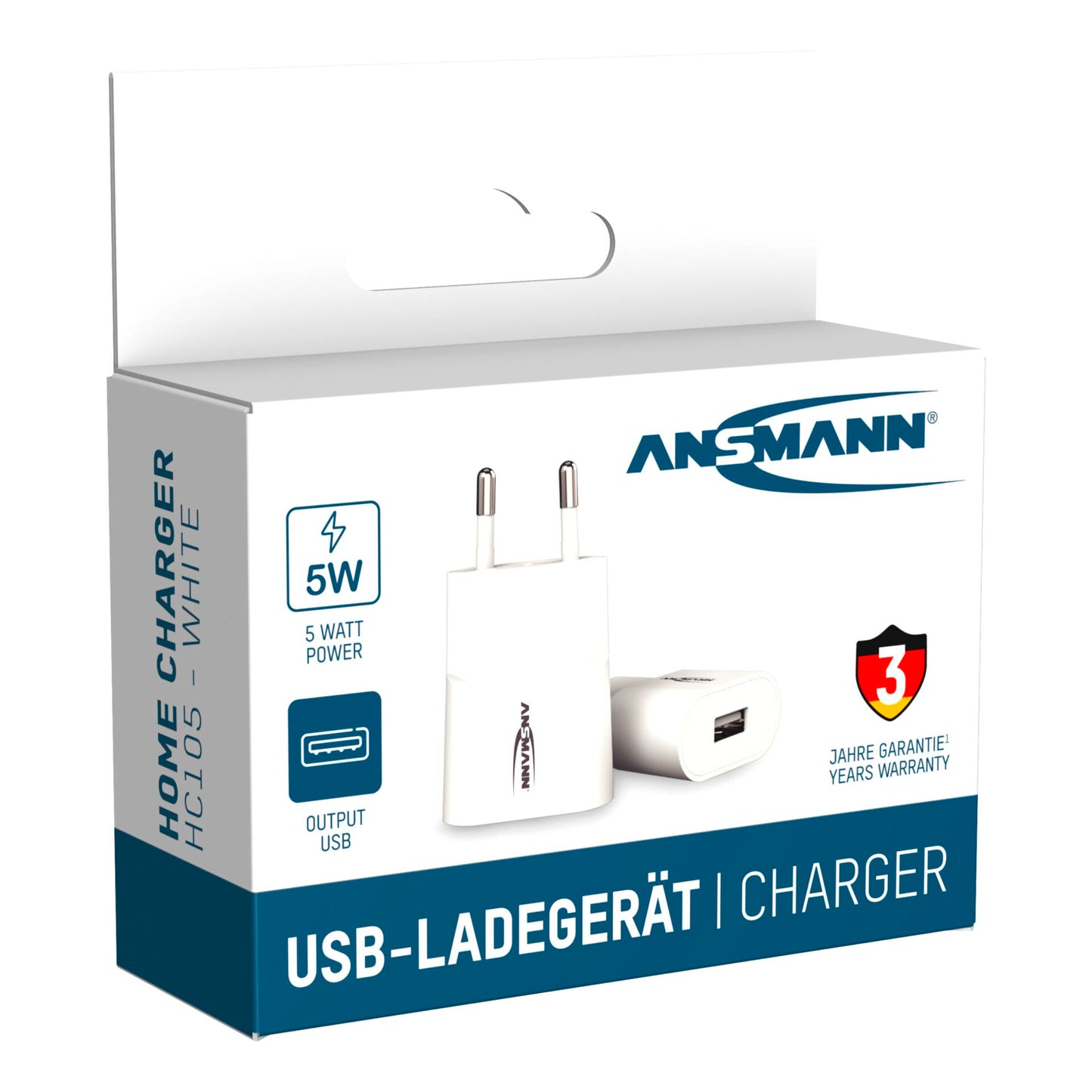 Ansmann Home Charger HC105w 1xUSB 1000mA white