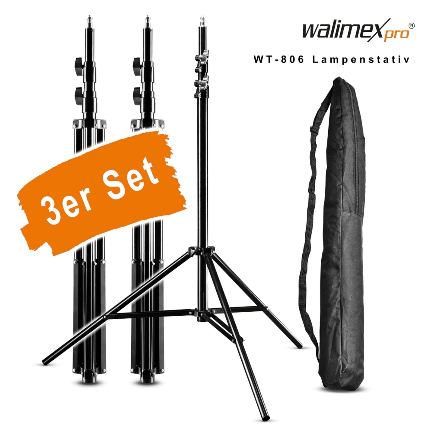 Walimex WT-806 Lamp Tripod 256cm 3-Pack