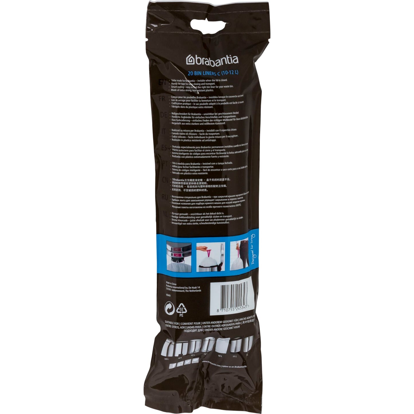 Brabantia PerfectFit Bin Liner Type C 10-12 L, 20 Bags