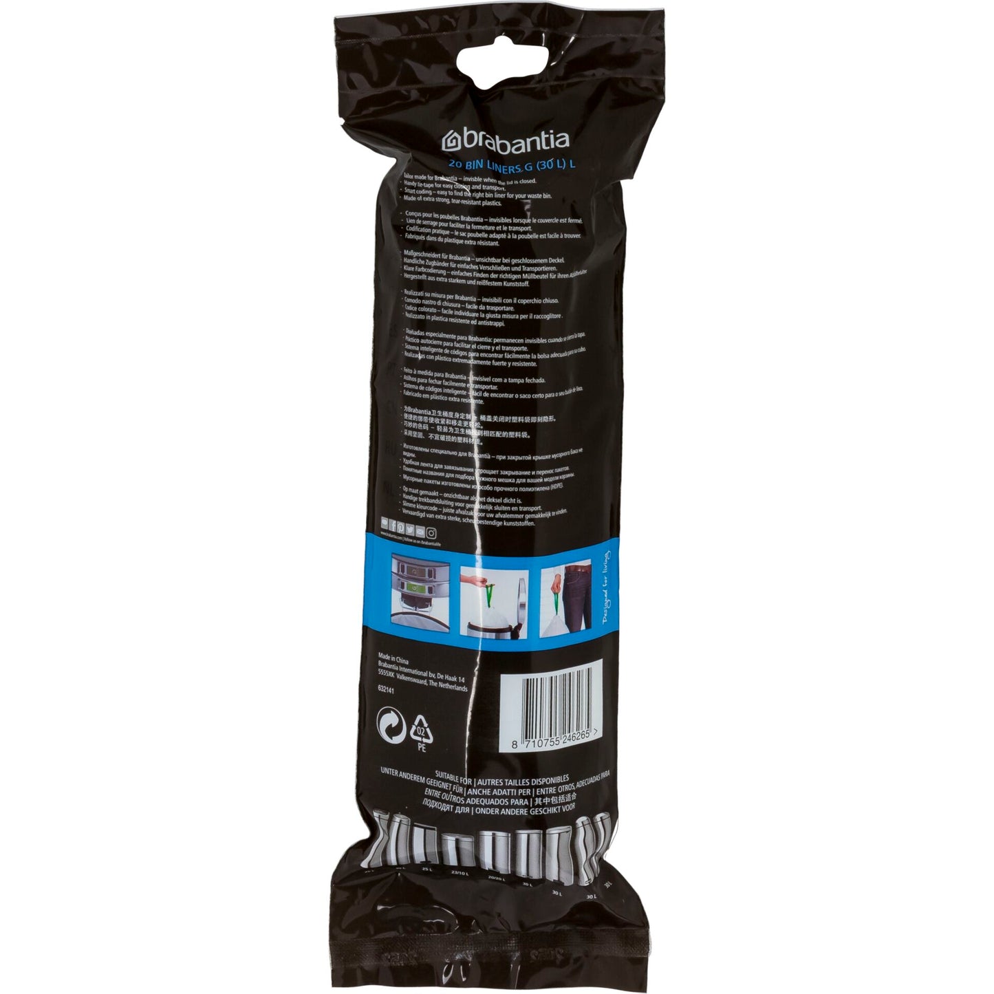 Brabantia PerfectFit Bin Liner Type G 25-30 L, 20 Bags