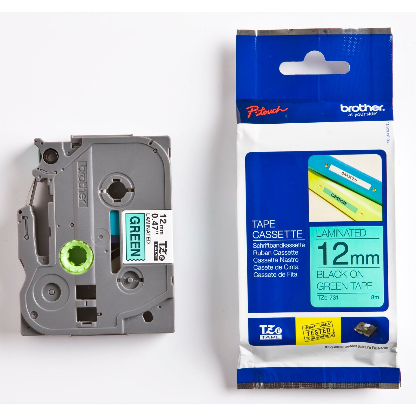 Brother labelling tape TZE-731 green/black 12 mm