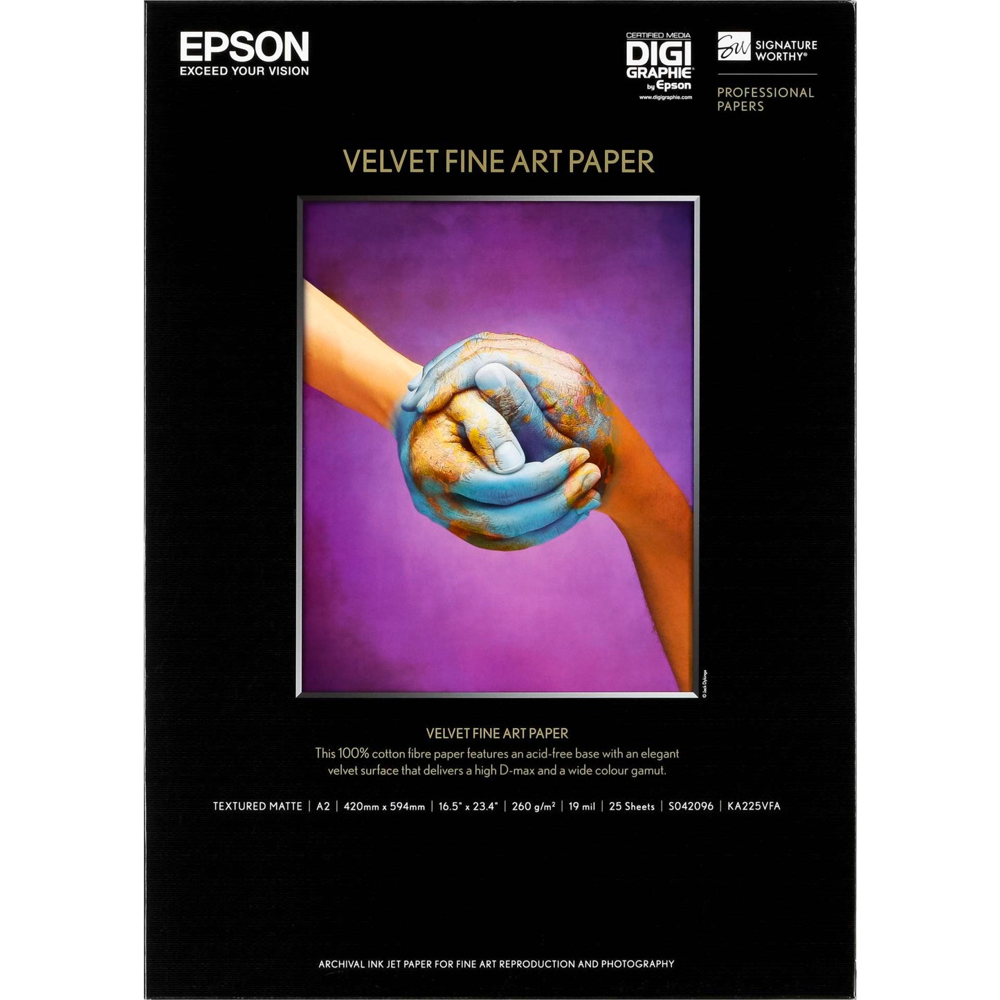Epson Velvet Fine Art Paper A 2 25 Sheet, 260 g         S 042096