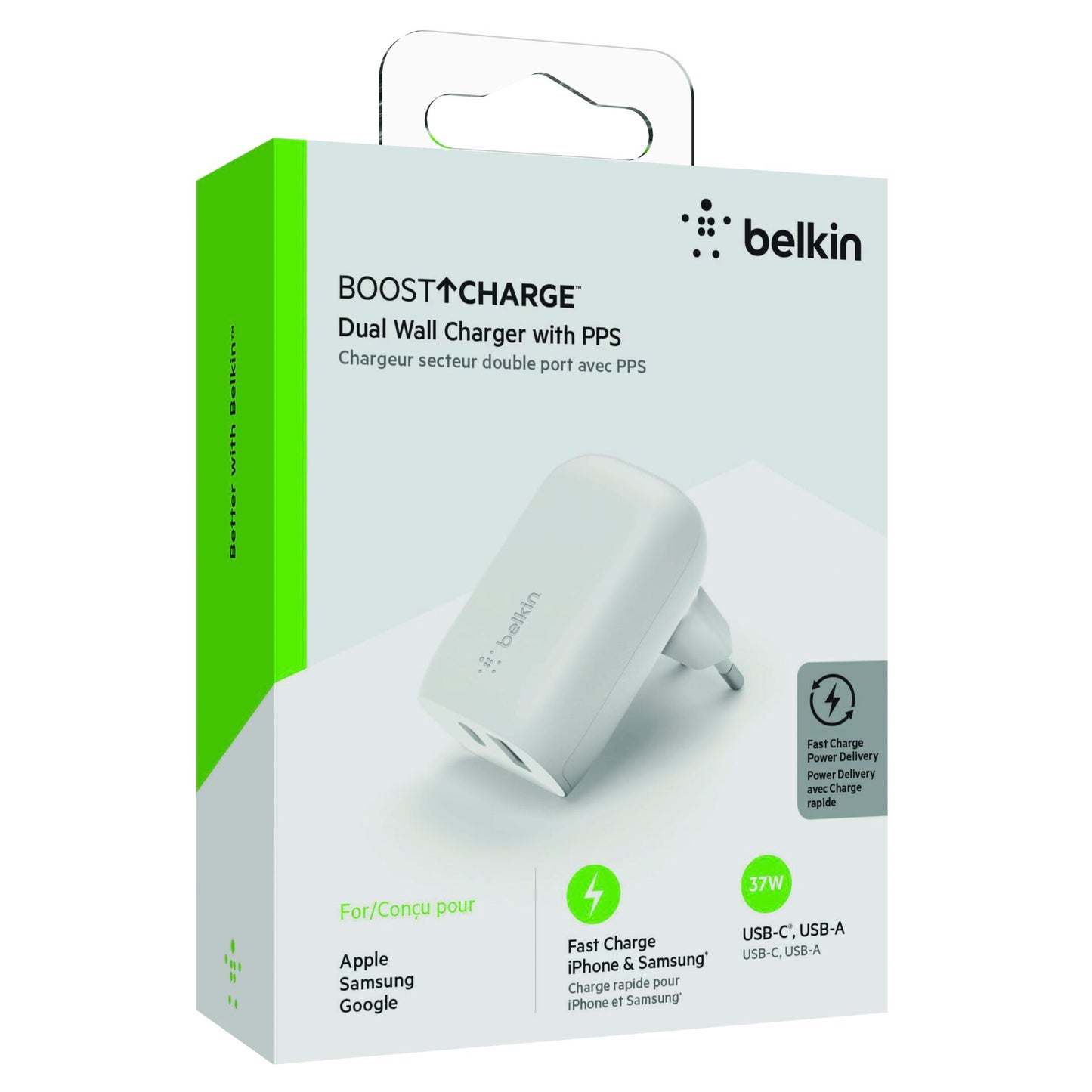 Belkin BOOST Charge 37W DualChar USB-C 25W PD + USB-A WCB007vfWH