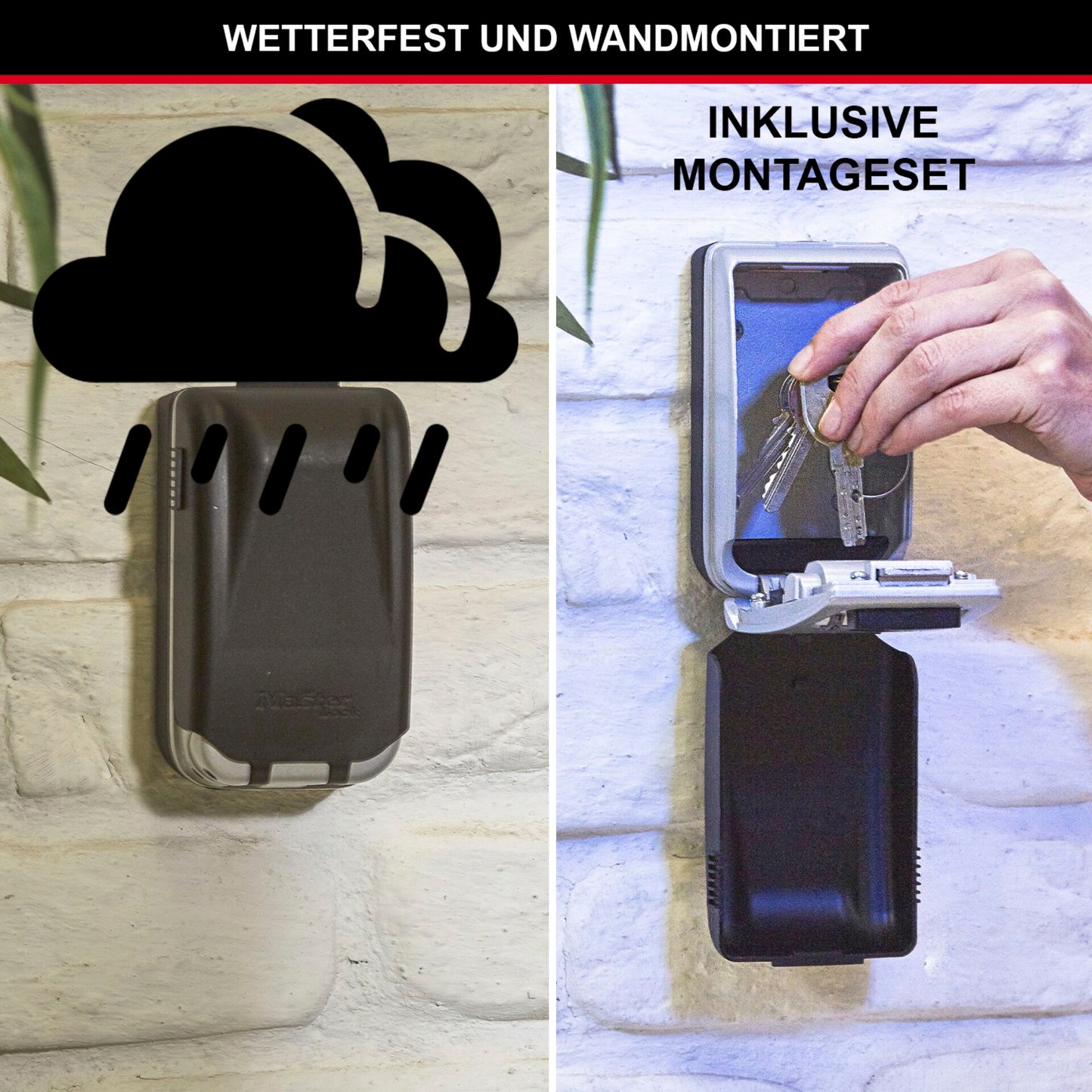 Master Lock Key Box 5425EURD illuminated, Wall Bracket