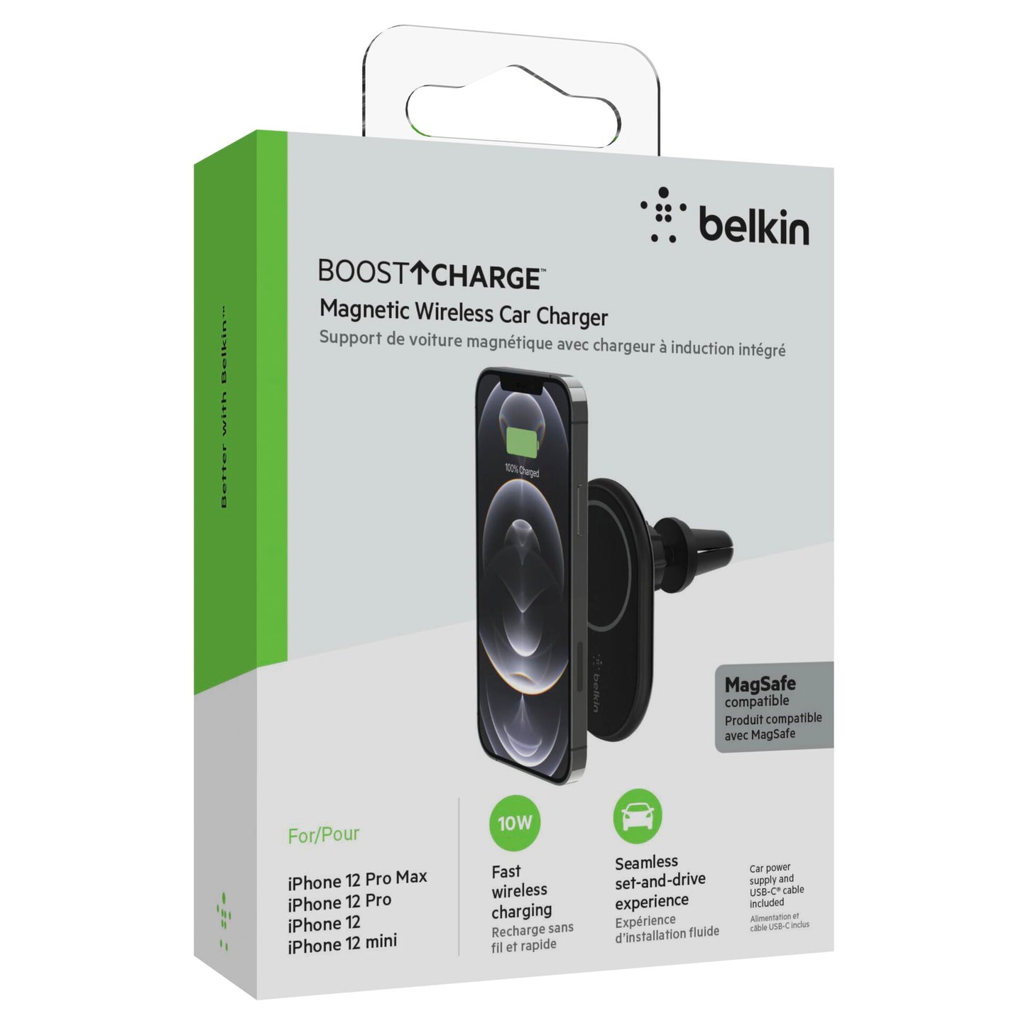 Belkin BOOST Charge mag.CarMount 10W pow.charge incl. Car Charger