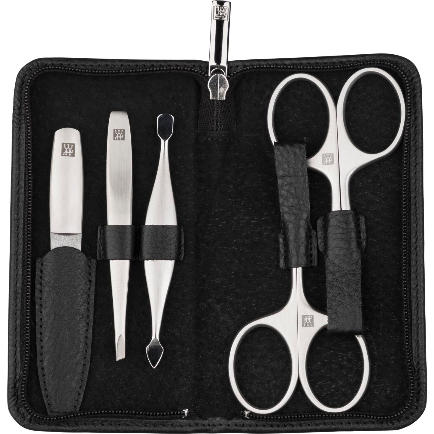 Zwilling PREMIUM zip fastener leather case, black, 5 pcs.