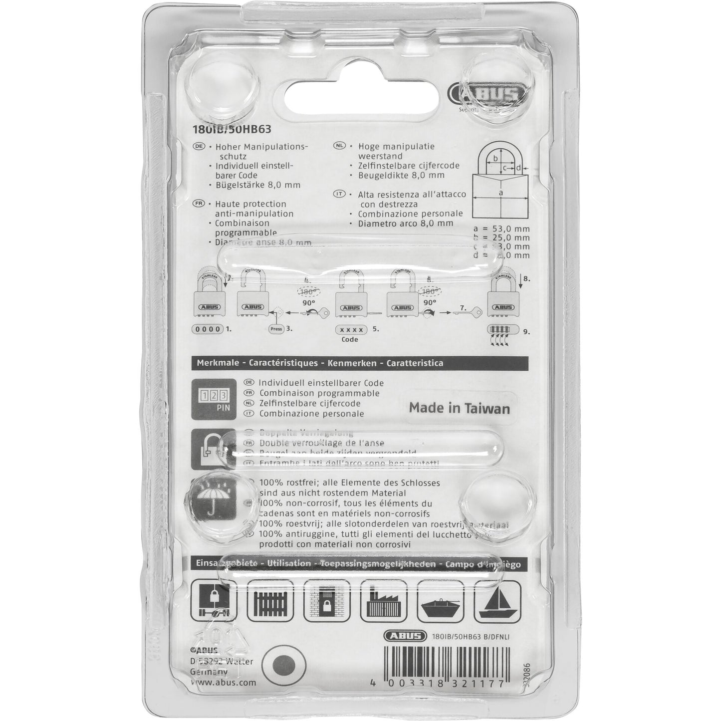 ABUS Combination Lock SL 5 180IB/50HB63