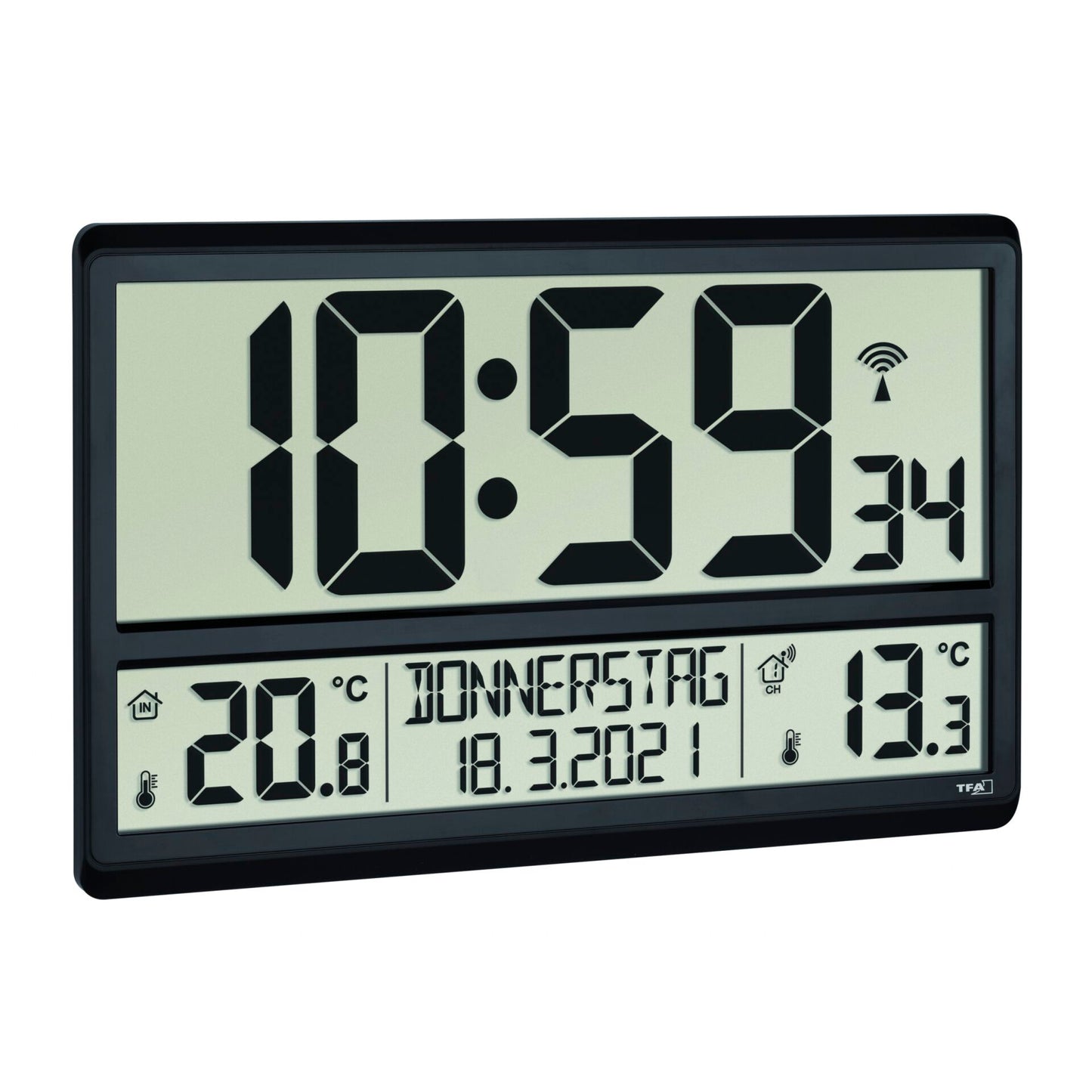 TFA 60.4521.01 XL Radio Clock with Indoor/Outdoor Temperature