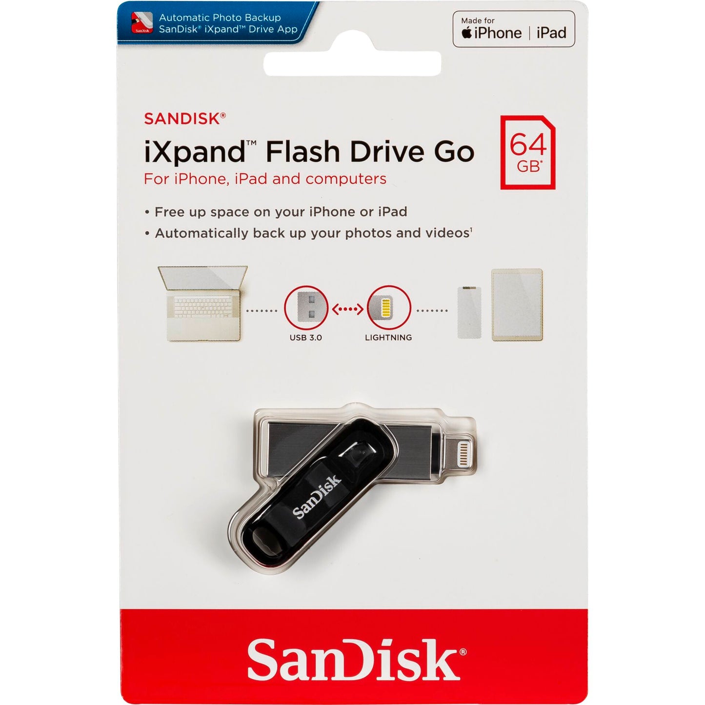 SanDisk iXpand Flash Drive 64GB iPhone/iPad SDIX60N-064G-GN6NN