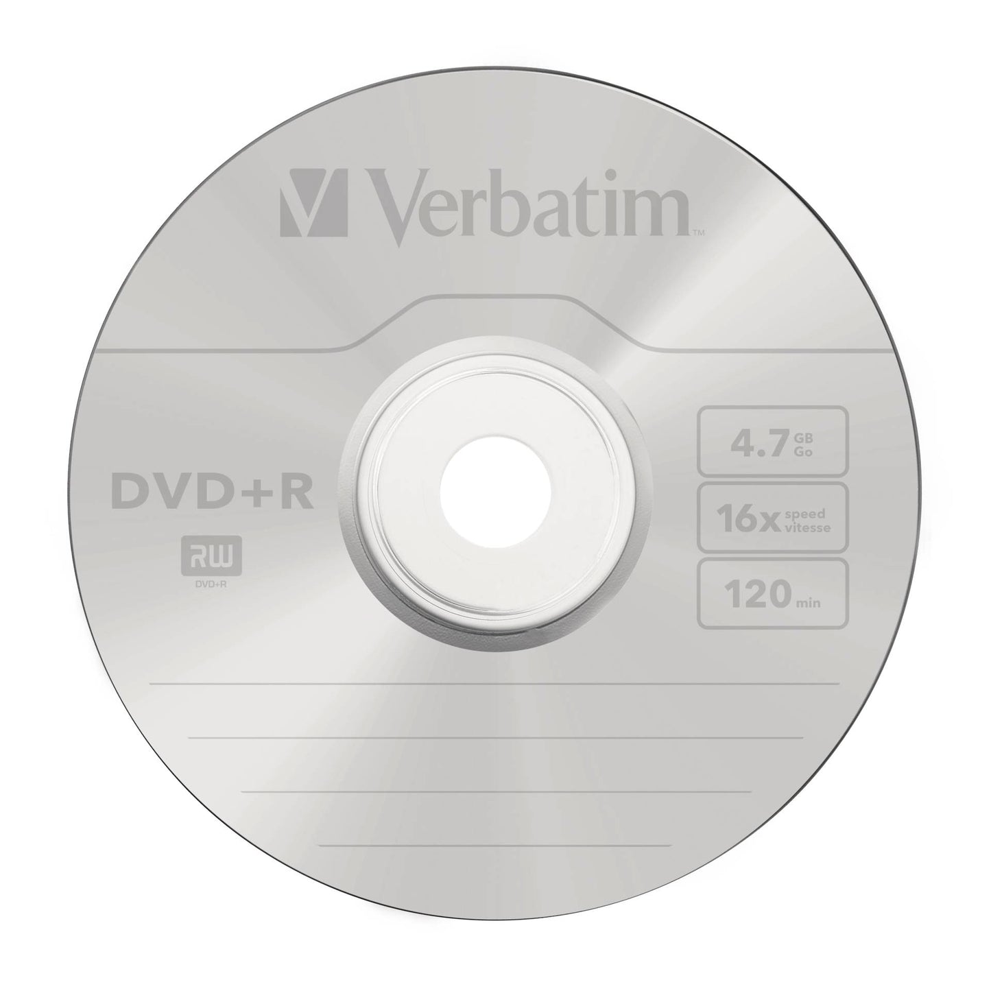1x10 Verbatim DVD+R 4,7GB 16x Speed, matt silver Cakebox