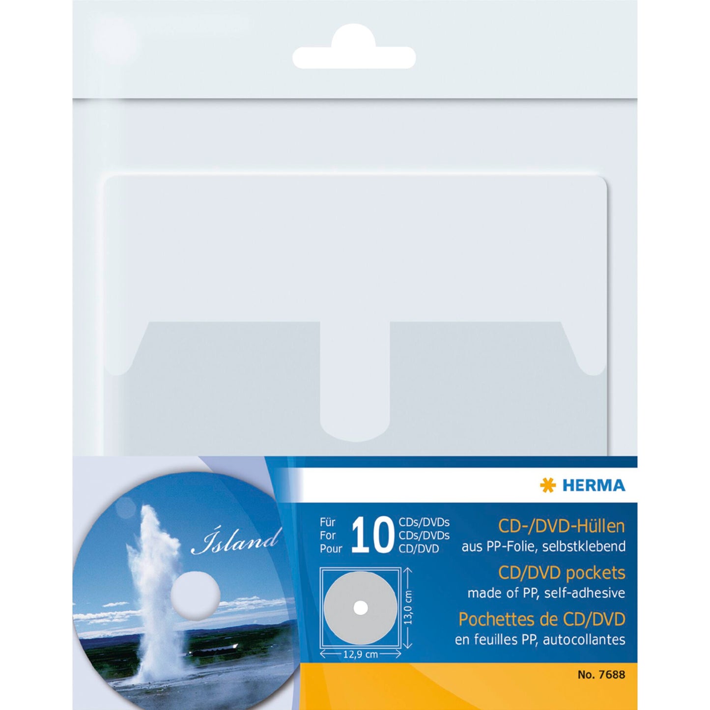 Herma CD/DVD-Cases self-adhesive f.1 CD/DVD 10 Pcs. trans. 7688