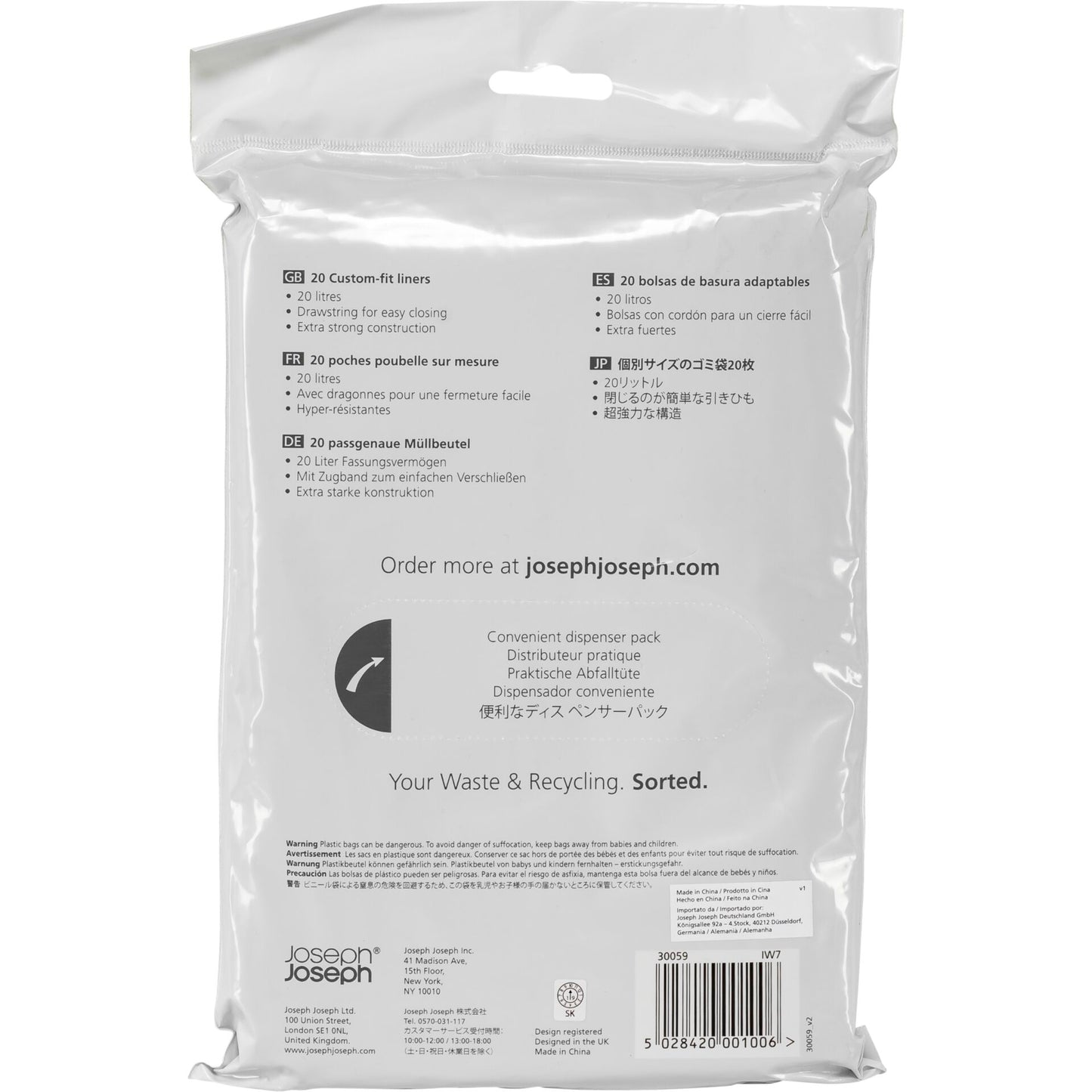 Joseph Joseph Bin Liners 20 Pcs. , 20 L Grey