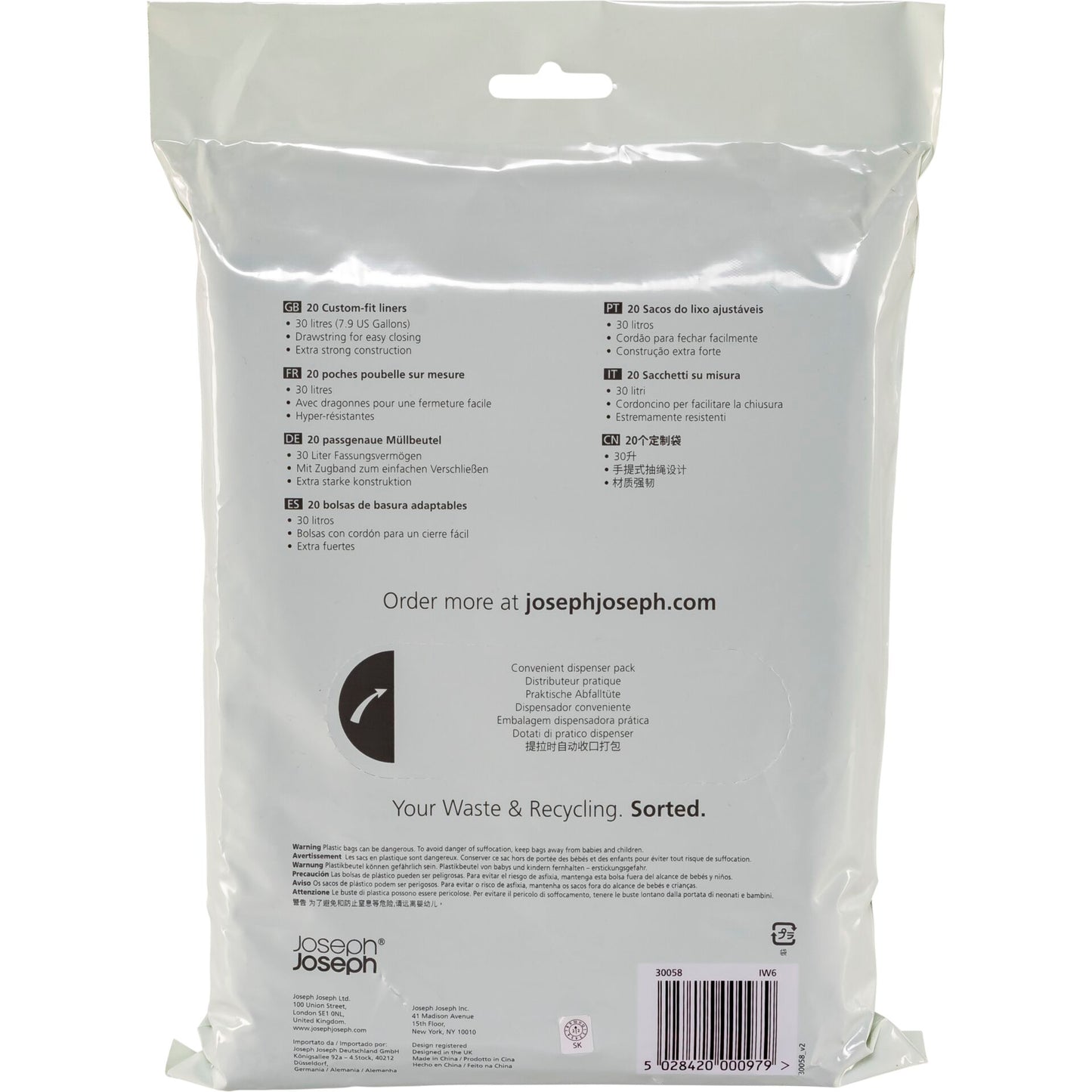 Joseph Joseph Bin Liners 20 pcs. , 30 L Grey