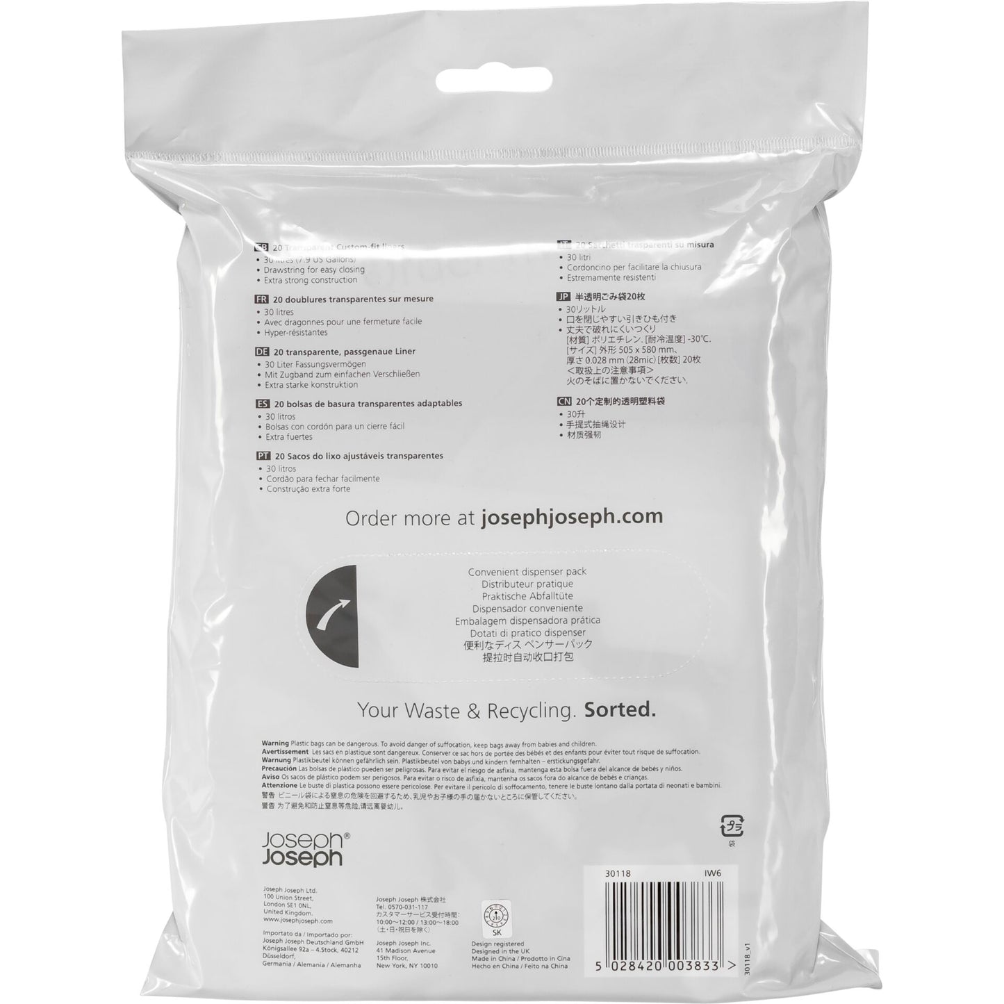 Joseph Joseph Bin Liners 20 pcs. , 30 L transparent