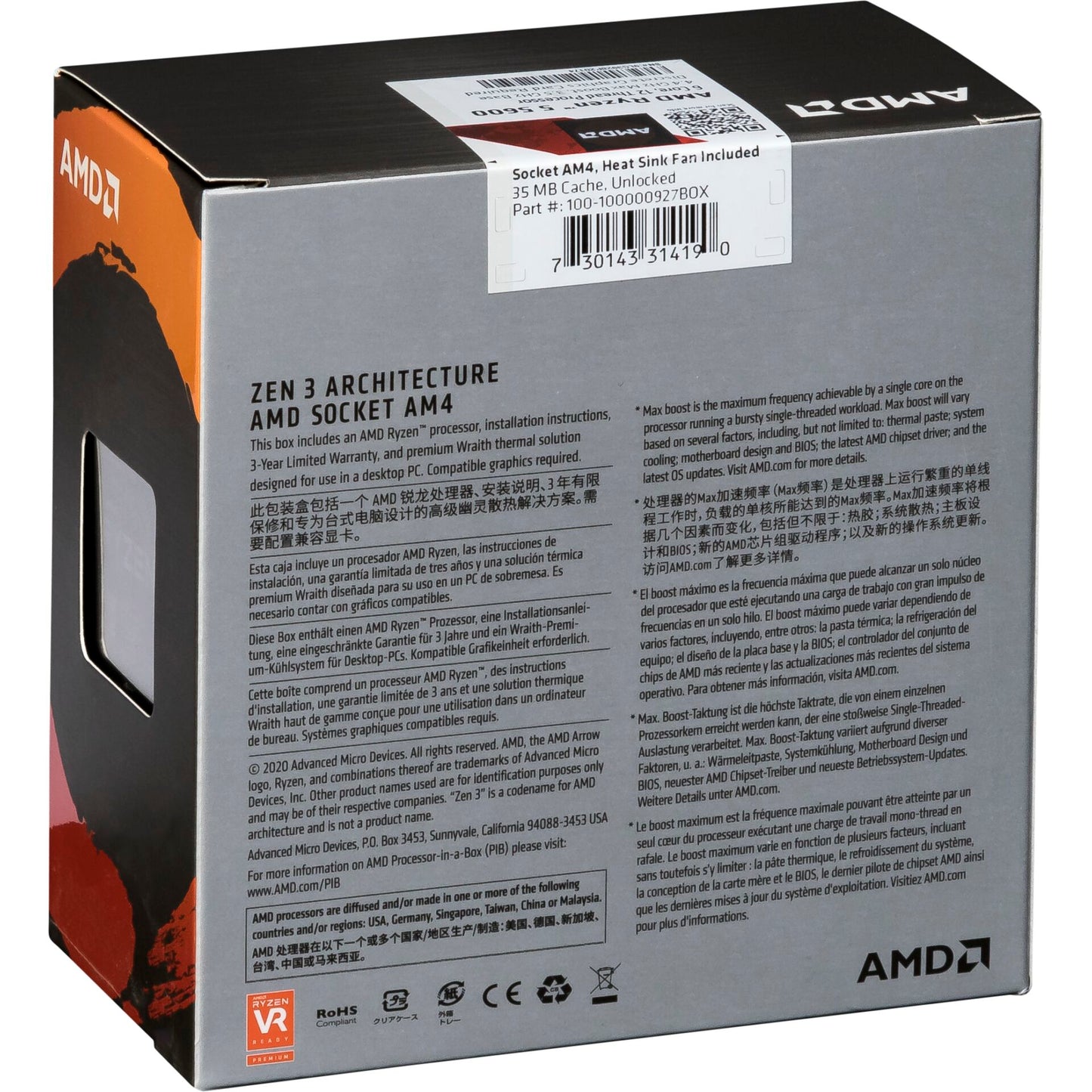 AMD Ryzen 5 5600 AM4 Box 4,4GHz